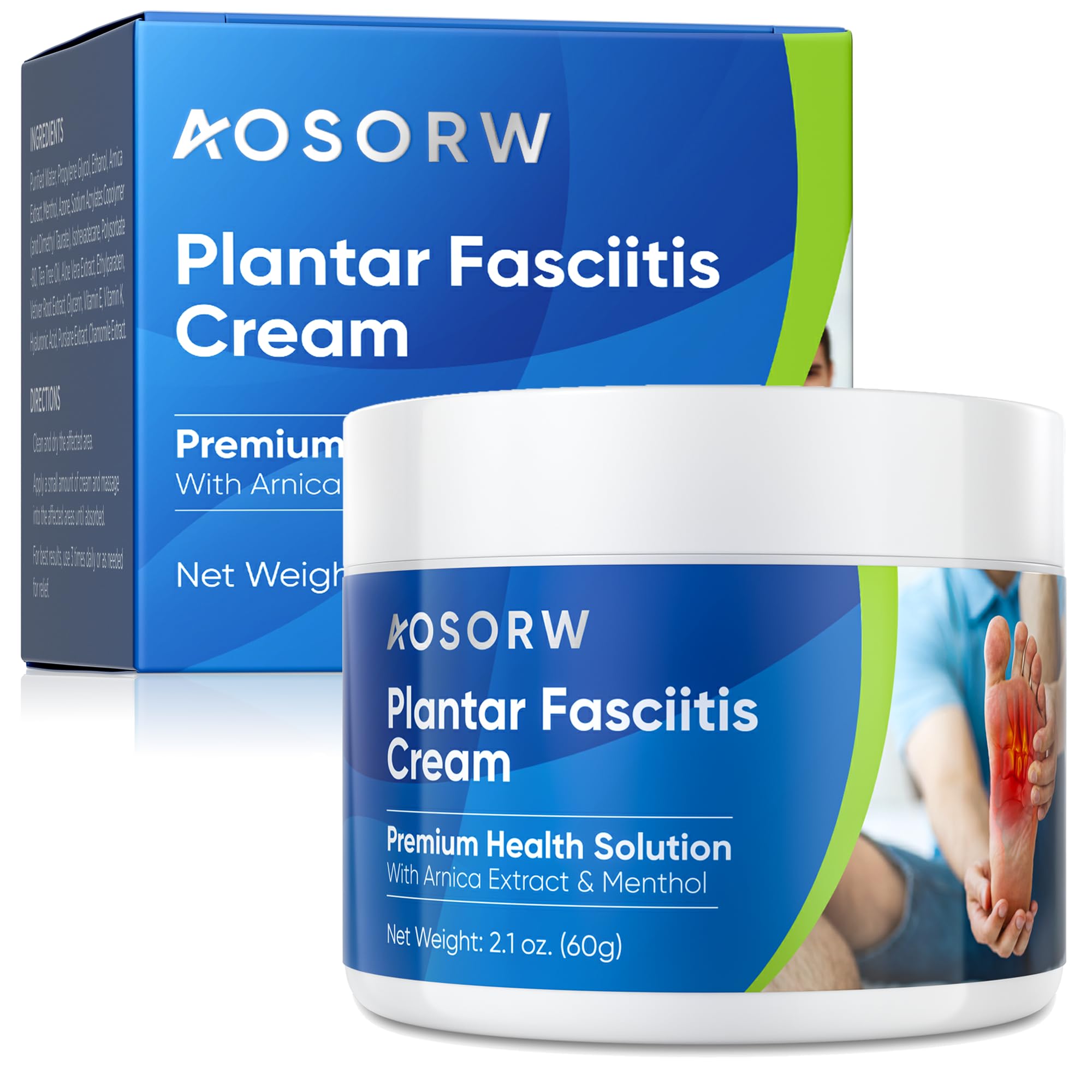 AOSORW Plantar Fasciitis Relief Cream - Natural Herbal Formula for Foot, Heel Spur, Ankle, Leg & Hand Discomfort - Premium Health Care Products - 60g (Pack of 1) AOSORWAu supplements