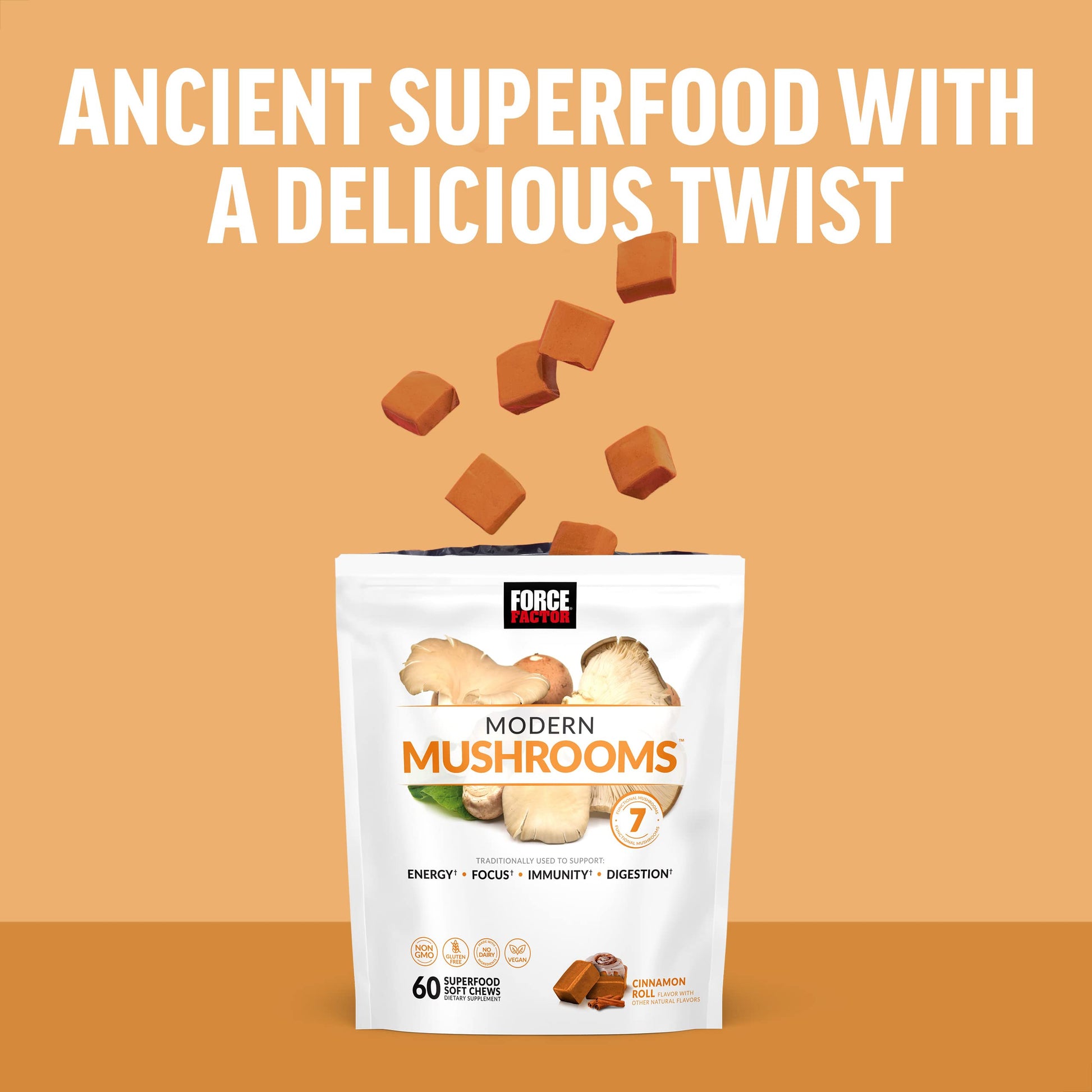 FORCE FACTOR Modern Mushrooms Soft Chews, Mushroom Supplement with Lions Mane Force FactorAu supplements