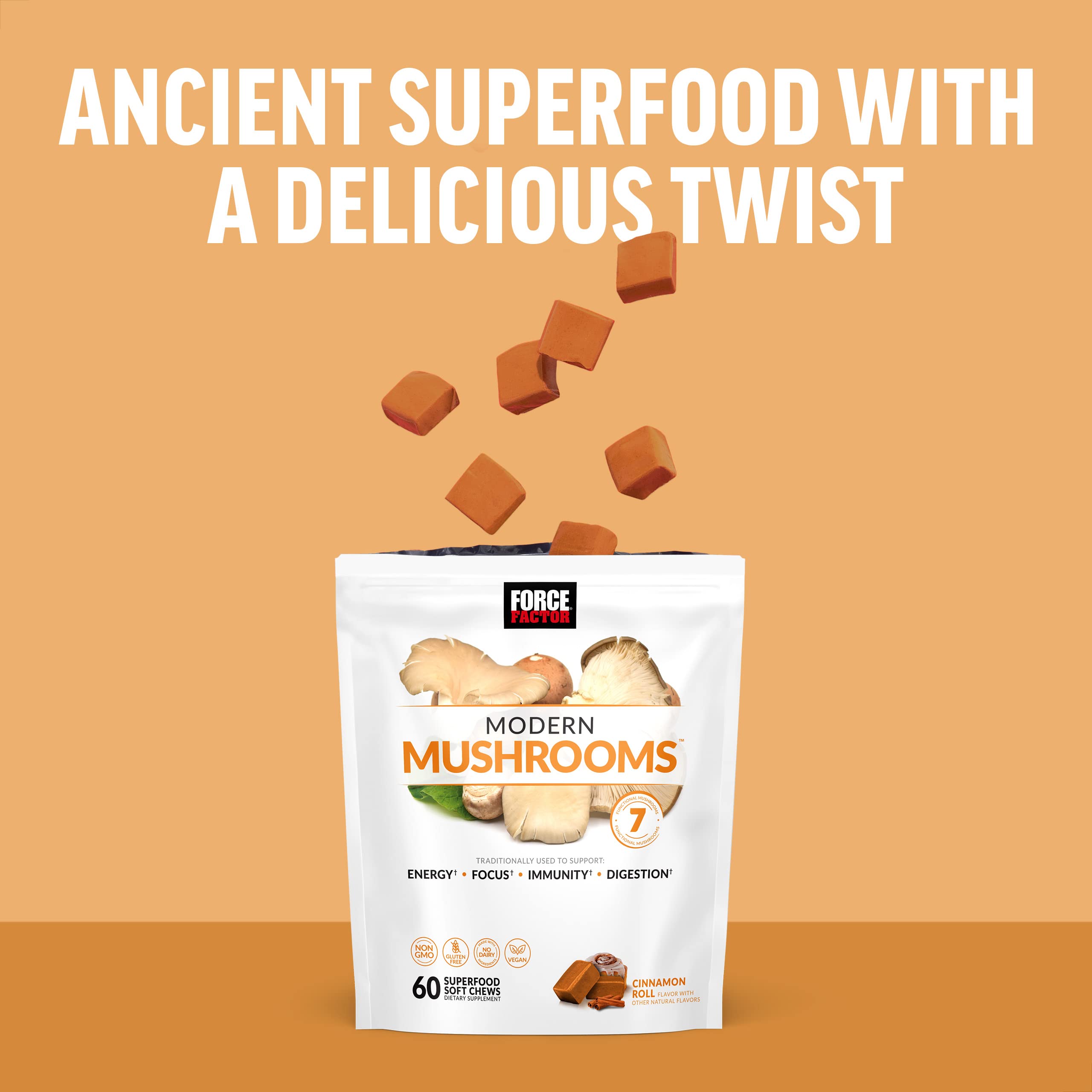 FORCE FACTOR Modern Mushrooms Soft Chews, Mushroom Supplement with Lions Mane Force FactorAu supplements