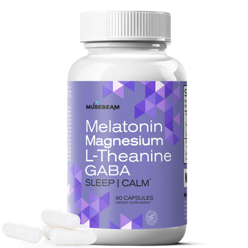 MuseBeam Magnesium Glycinate 275mg Melatonin 5mg L-Theanine 200mg GABA 100mg Capsules - Full Rest Nighttime Bedtime Support Supplement for Men Women - Vegan Sugar-Free Gluten-Free musebeamAu supplements