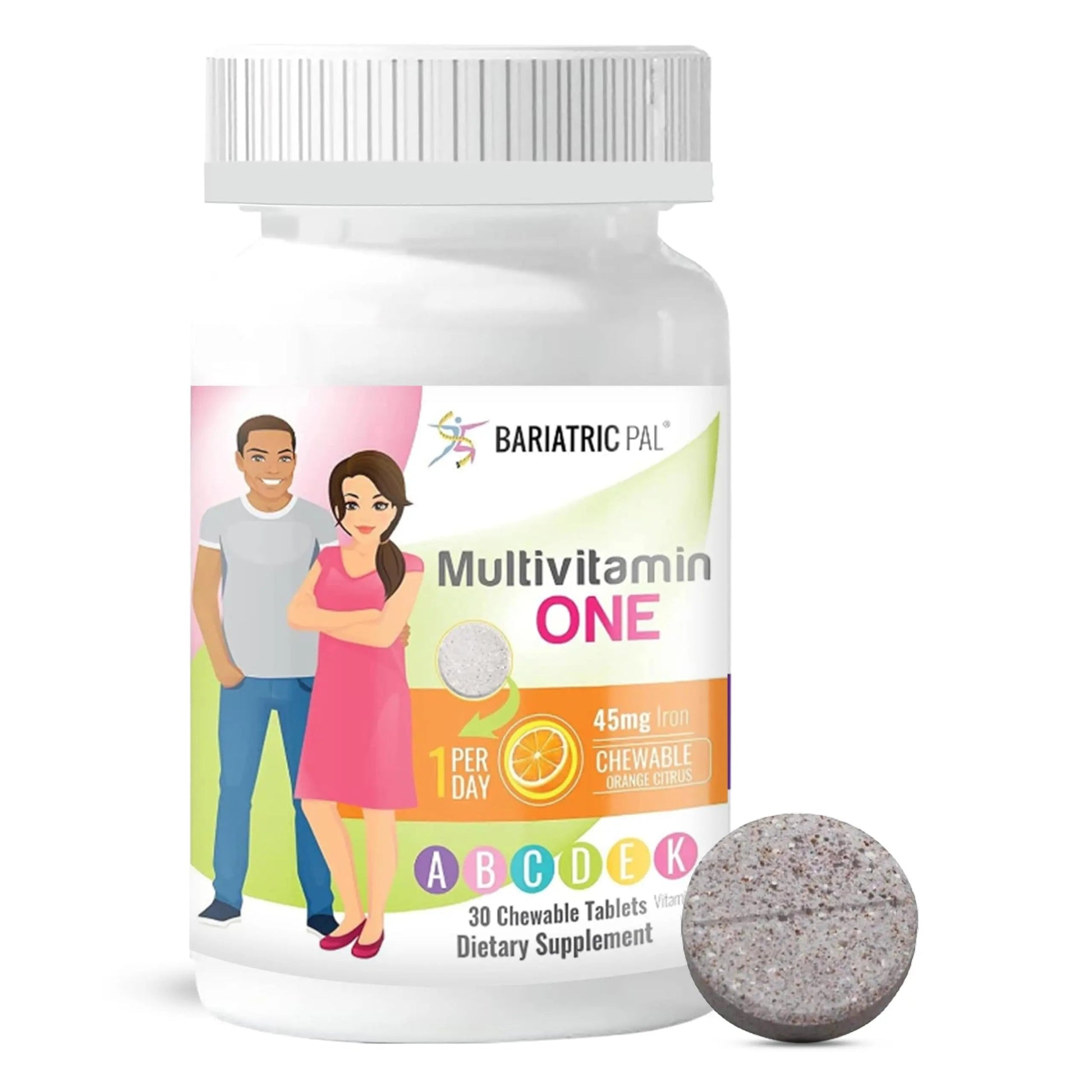 BariatricPal Multivitamin ONE 1 per Day! Bariatric Multivitamin Chewable with 45 mg of Iron | Orange Citrus | Vitamin for Bariatric Surgery Patients BariatricPalAu supplements