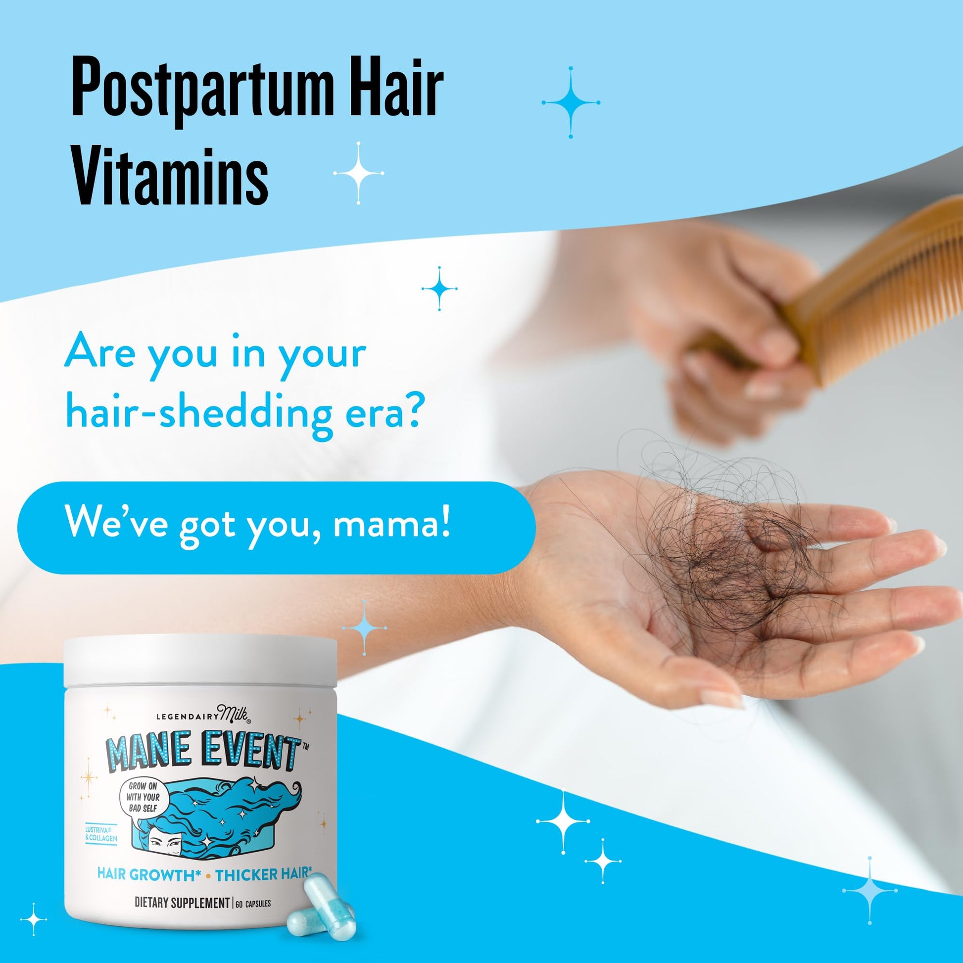 Legendairy Milk Hair Growth Vitamins for Women - Biotin for Hair Growth with Collagen & Lustriva, Hair Loss Products & Supplements for Thinning, Thicker, Fuller, Stronger Skin & Nails, Mane Event™ Legendairy MilkAu supplements