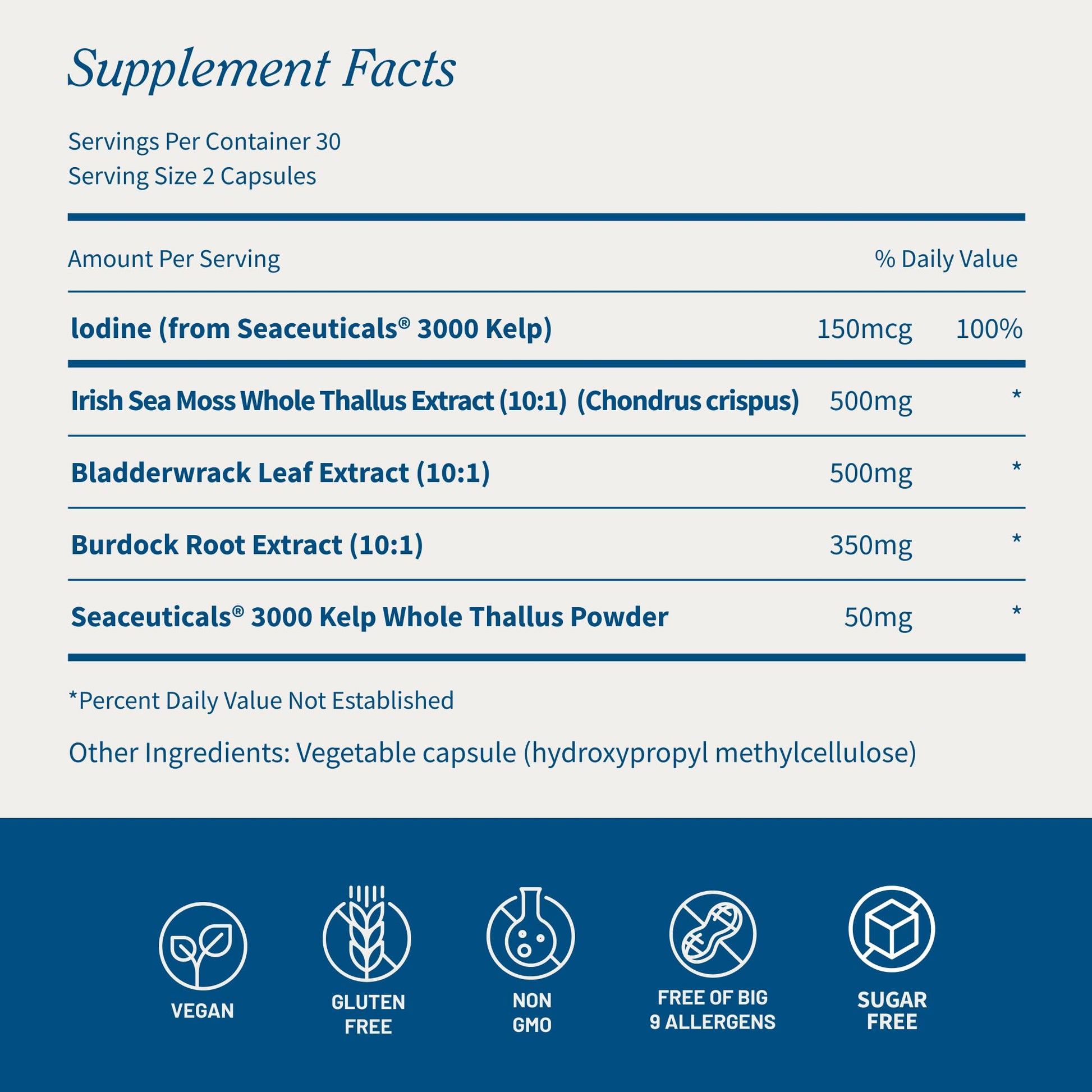 Snap Supplements Irish Sea Moss with Bladderwrack, Burdock Root & Iodine – Natural Sea Moss Supplement to Support Gut Health, Energy & Healthy-Looking Skin, 60 Vegan Capsules (1 Month Supply) Snap SupplementsAu supplements