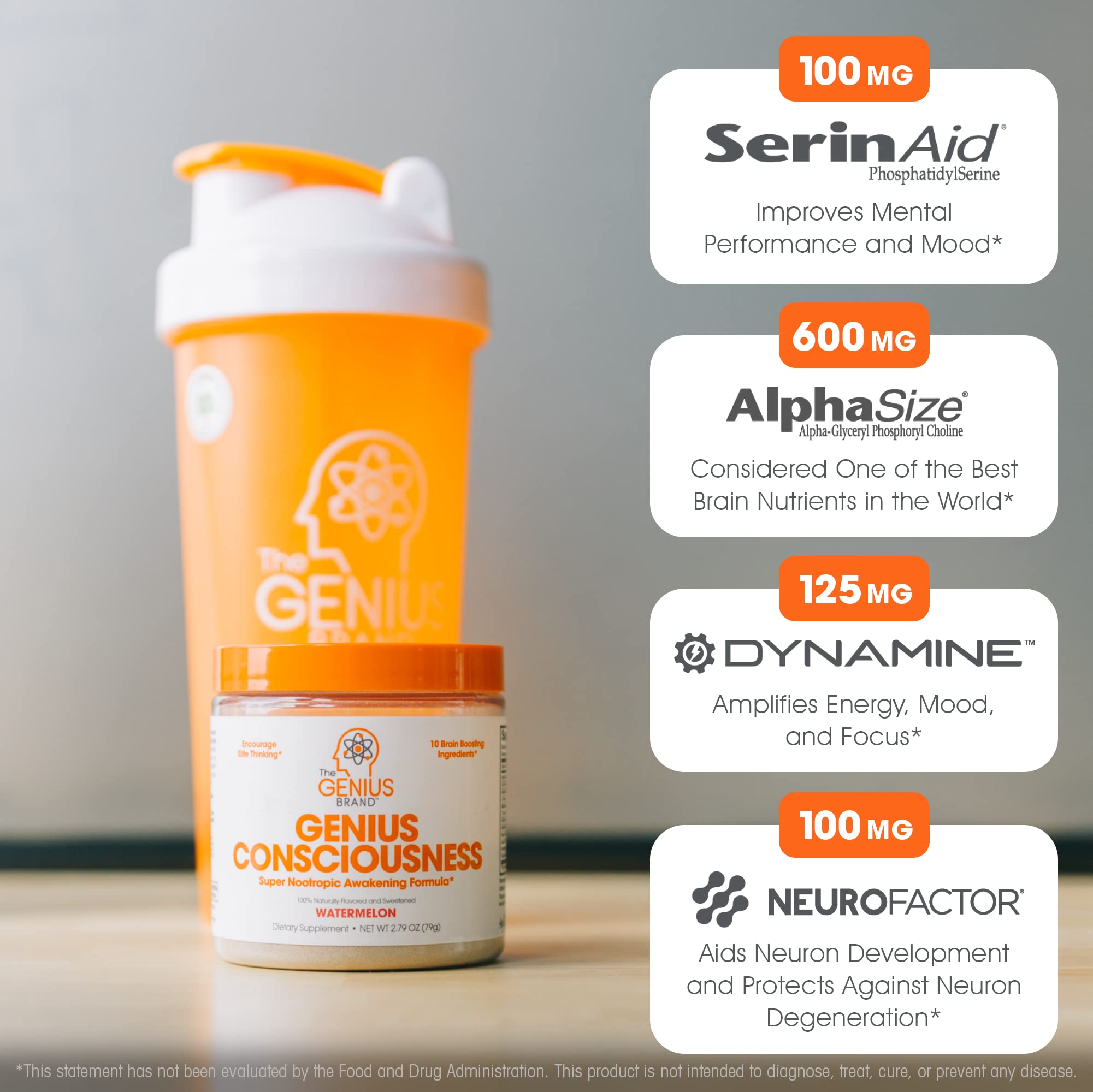 Genius Consciousness, Super Nootropic Brain Supplement Powder, Watermelon The Genius BrandAu supplements