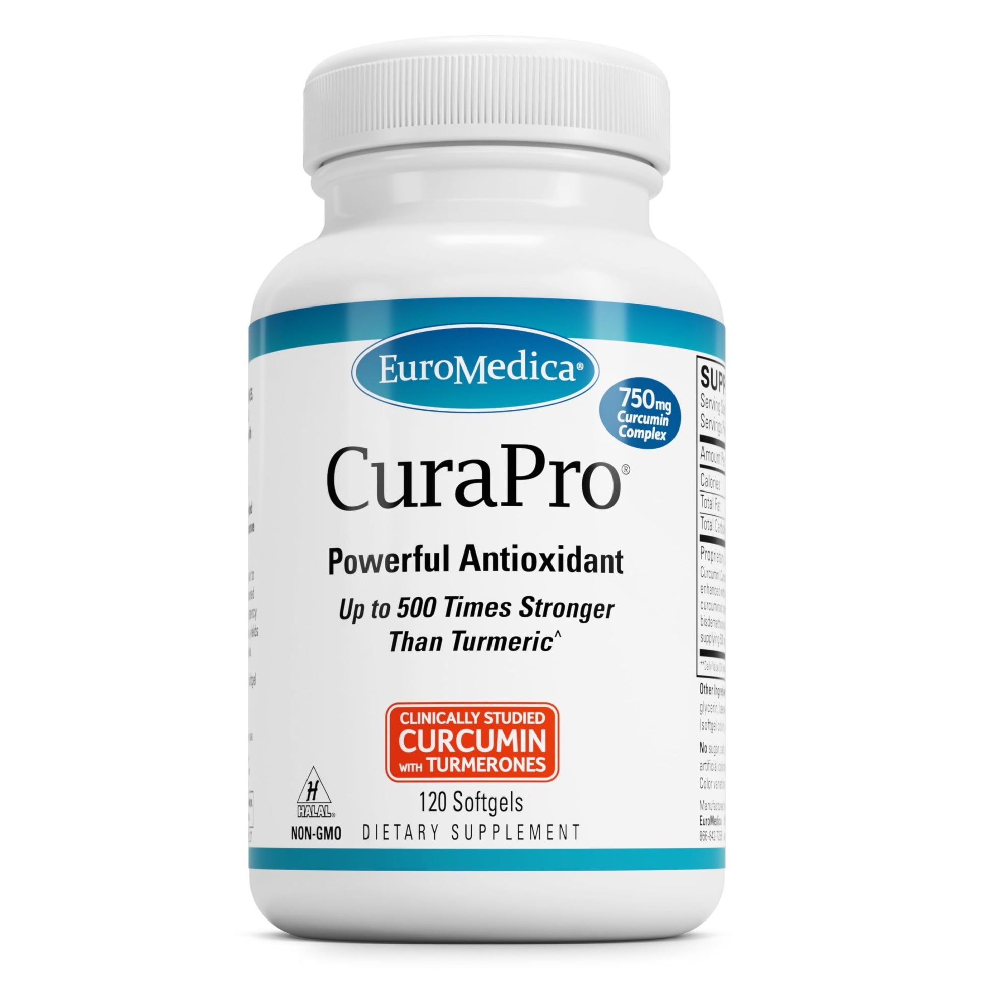 EuroMedica CuraPro 750 mg - Liver, Heart & Brain Health Support - Turmeric Essential Oil for Immune System & Antioxidant Support - Up to 500x Stronger Than Turmeric - Non-GMO - 120 Softgels EuroMedicaAu supplements