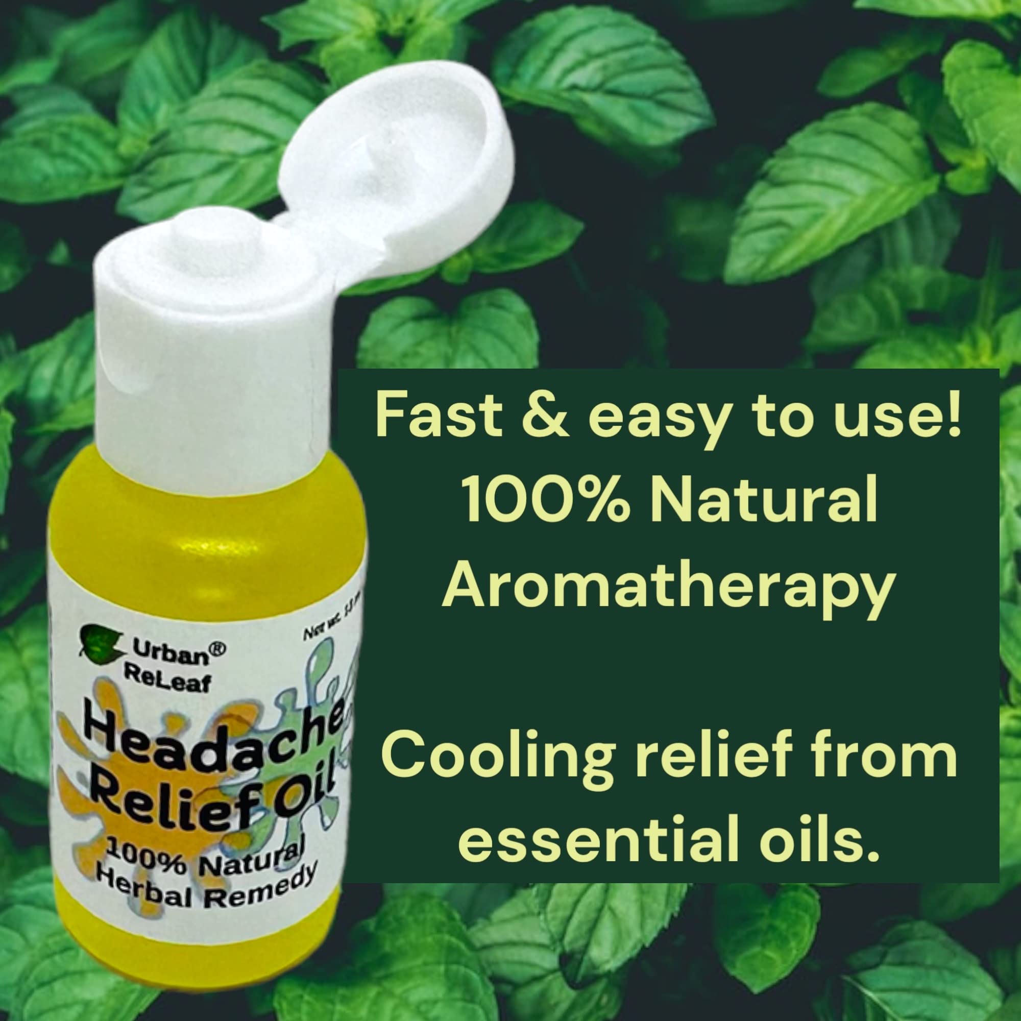 Urban ReLeaf Headache Relief Oil! 100% Natural Herbal Remedy, Sinus, Tension, Neck, Temples. Made in USA! Works Fast! Gentle Essential Oil Relief Urban ReLeafAu supplements