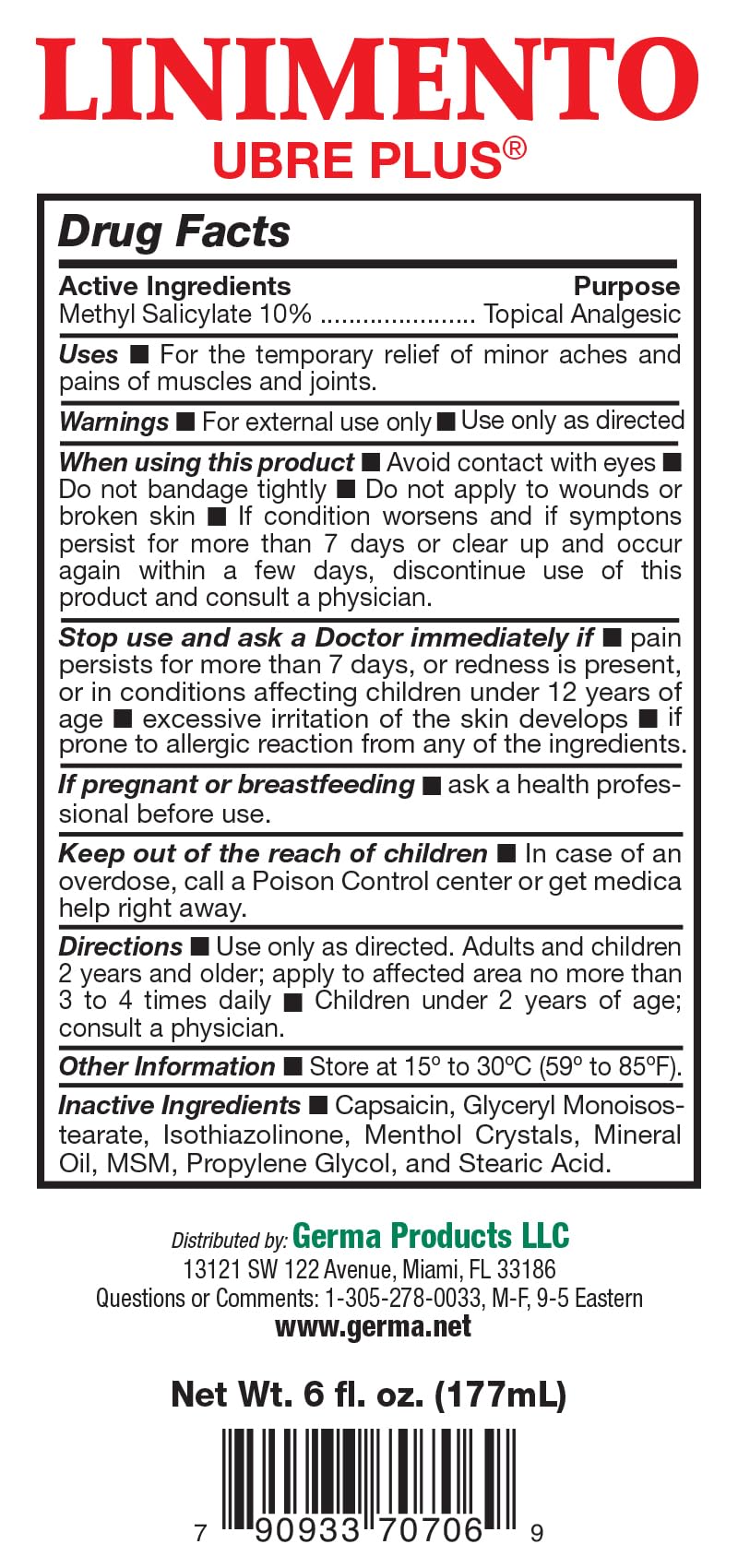 Germa Liniment Udder Plus. Natural Topical Analgesic Ointment. Relief for Pain and Aches in Joints and Back. With Chile Extract. 6 oz. Pack of 3 GermaAu supplements