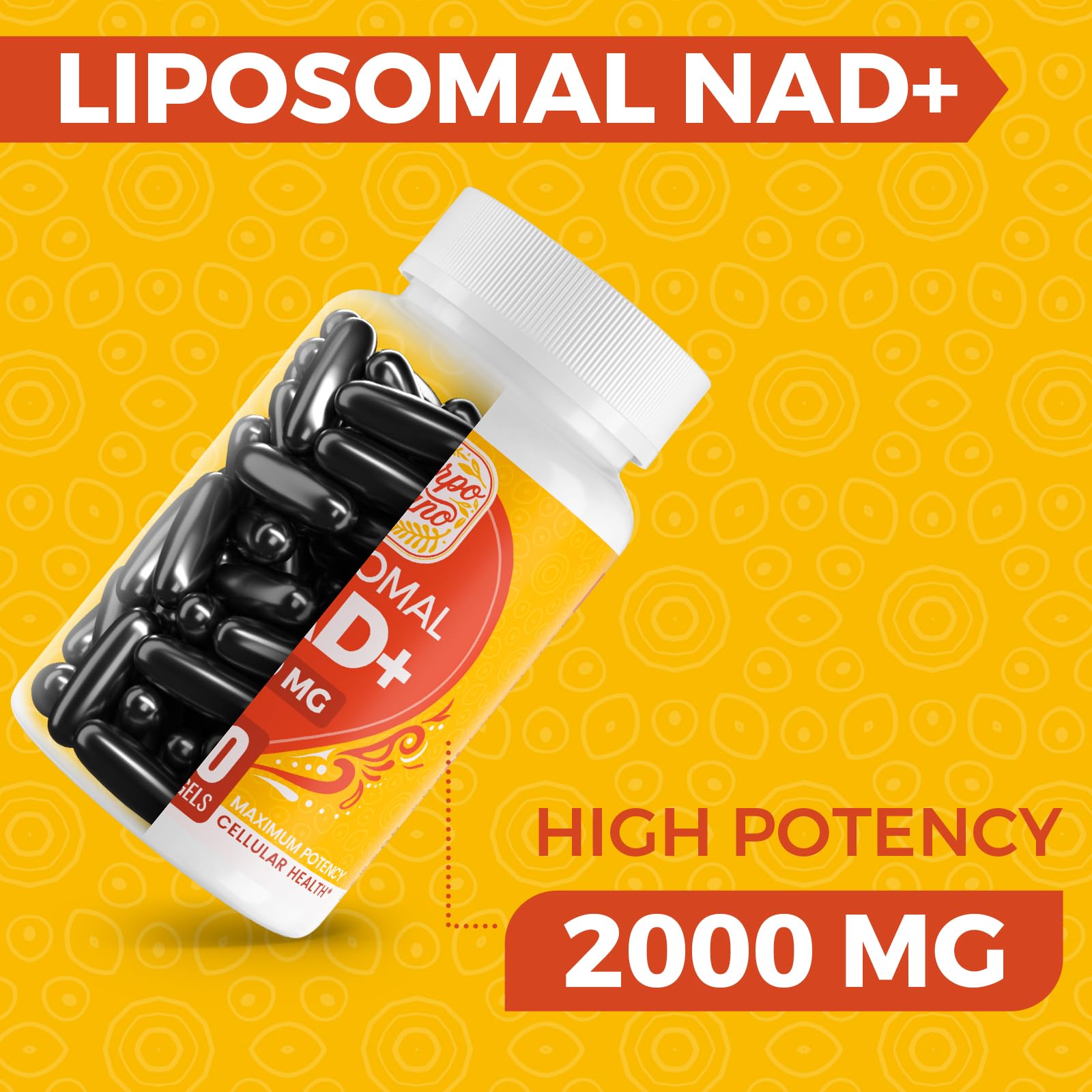 Cuerpo Sano 2000 MG NAD Supplement, Liposomal NAD+ with High Absorption, More Efficient Than Nicotinamide Riboside, Pure & Plus Boosting Supplement, Aging Defense, Metabolism & Cellular, 60 softgels Cuerpo SanoAu supplements