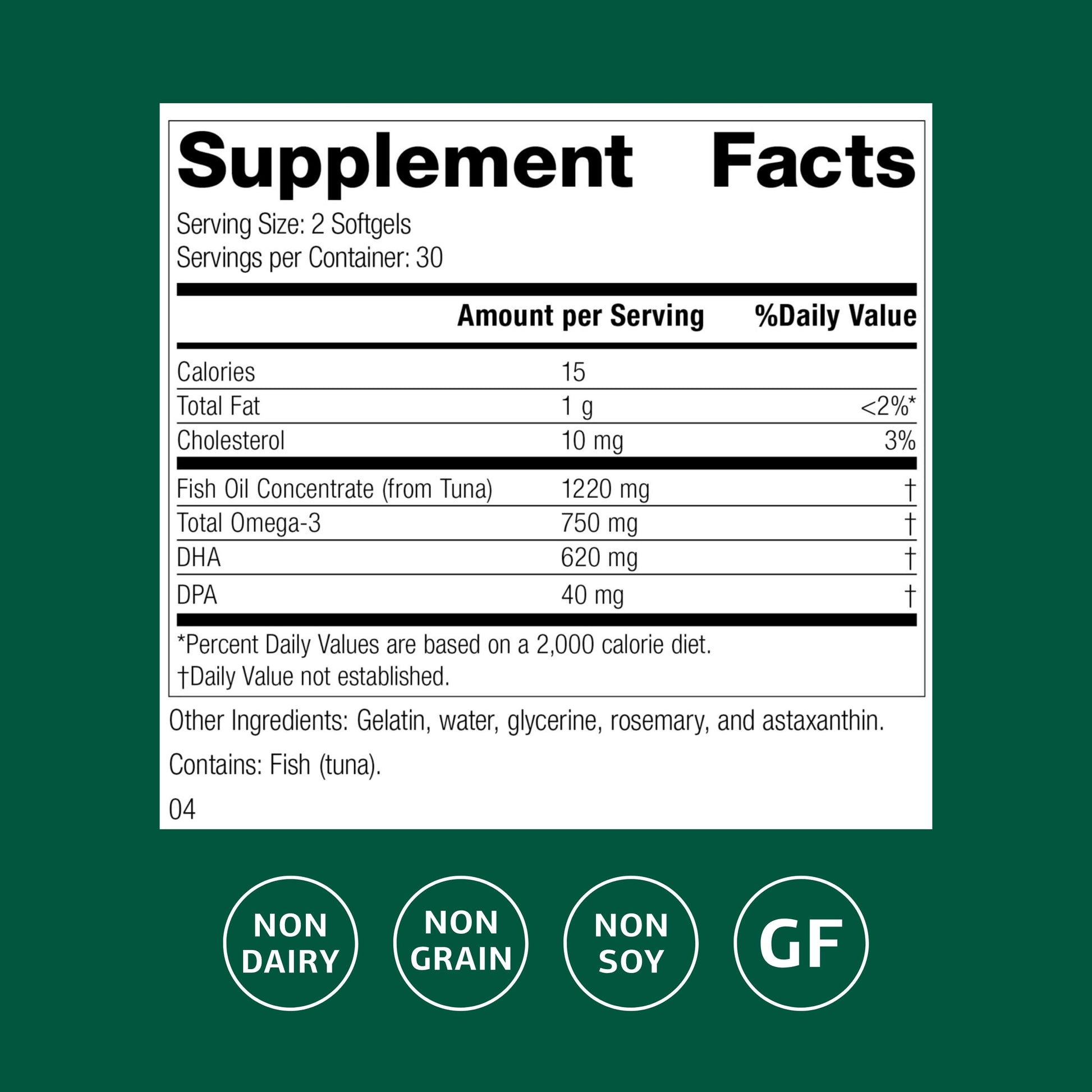 Standard Process Olprima DHA - Omega-3 Supplement for Heart & Brain Health - Gluten-Free, Non-Dairy & Non-Soy - 60 Softgels (30 Servings) Standard Process Inc.Au supplements