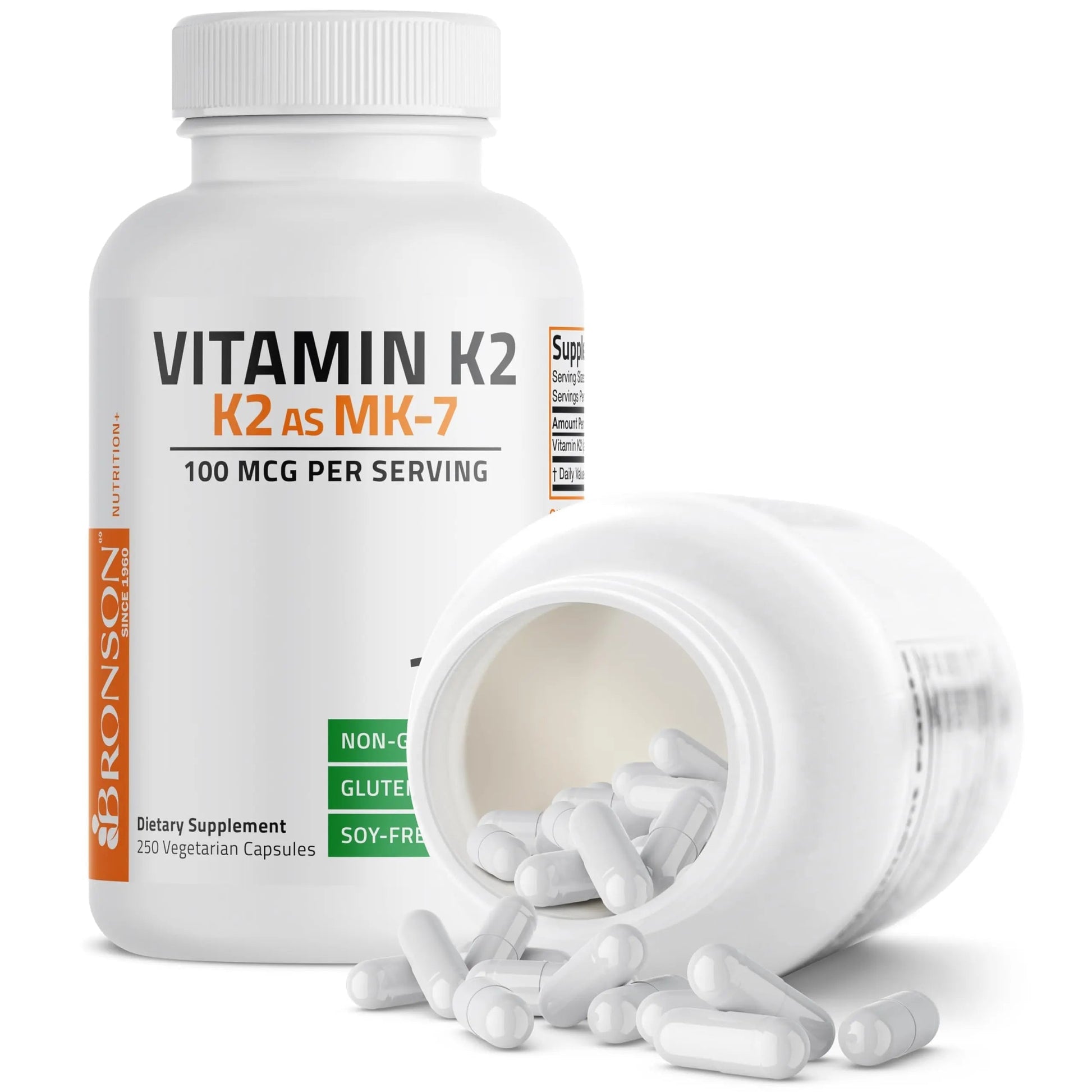 Bronson Vitamin K2 as MK-7 Menaquinone 100 mcg Non-GMO, 250 Capsules BronsonAu supplements