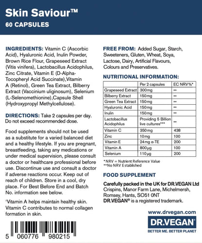 DR.VEGAN Skin Saviour | Fuel Collagen Naturally | Collagen Alternative | 60 Capsules dr veganUS supplements