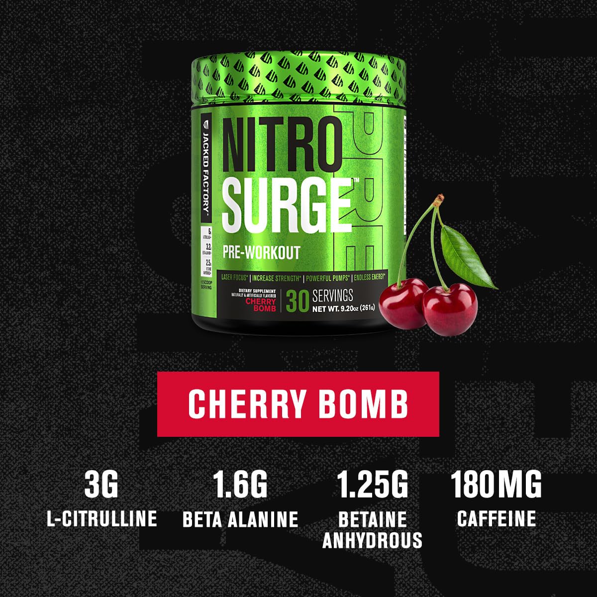 NITROSURGE Pre Workout Supplement - Endless Energy, Instant Strength Gains Jacked FactoryUS supplements