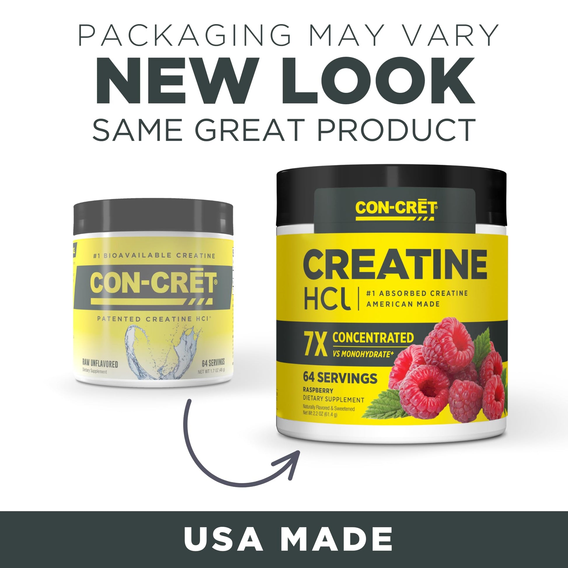 CON-CRET Creatine HCl Powder | Muscle, Cognitive, Cellular Energy Support | No Bloating or Cramps | USA Made & NSF Certified | Raspberry (64 Serving) CON-CRETAu supplements
