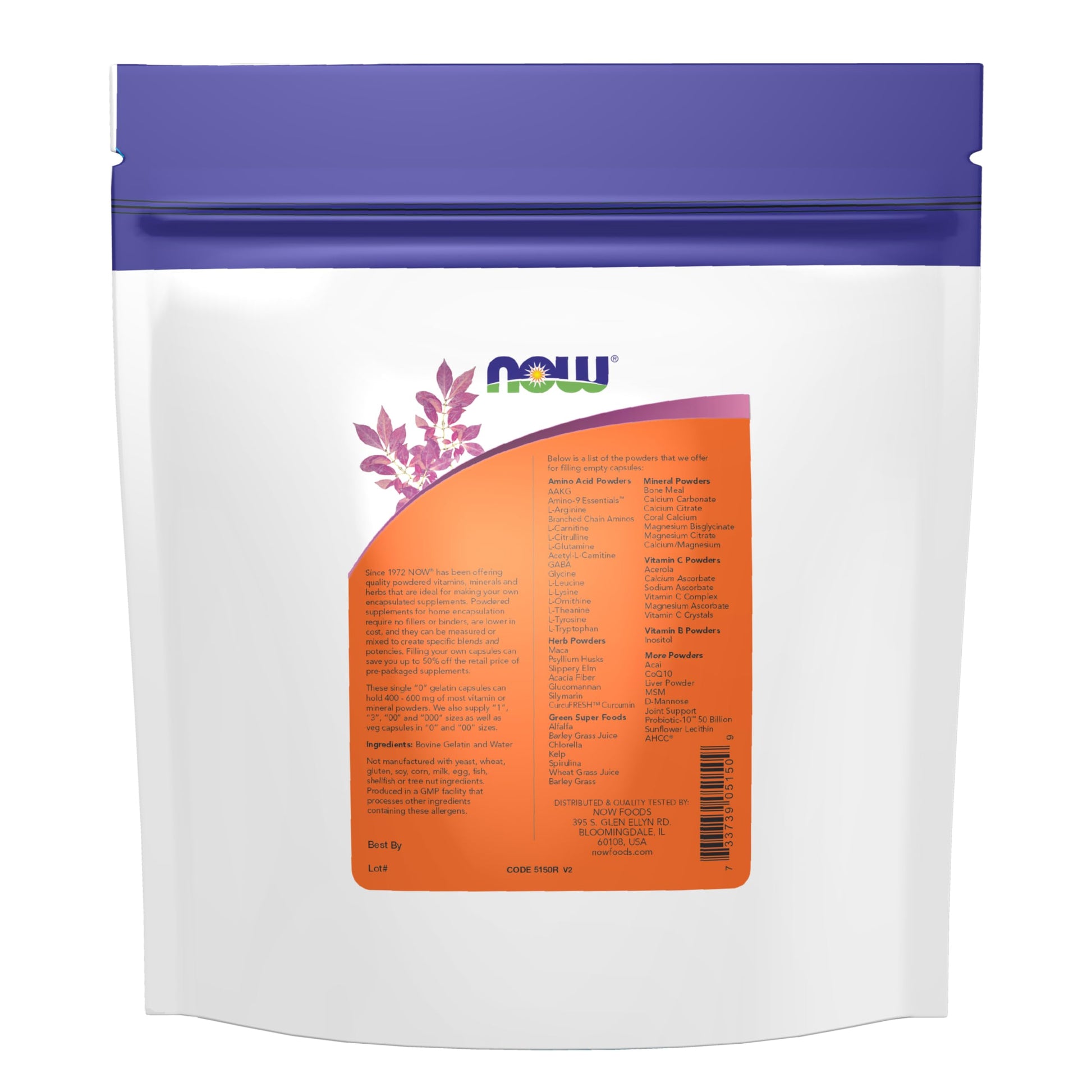 NOW Foods Supplements, Empty Gelatin Capsules, Single "0", Bovine Sourced, Filled by Weight, 1,000 Gel Capsules NOW FoodsAu supplements