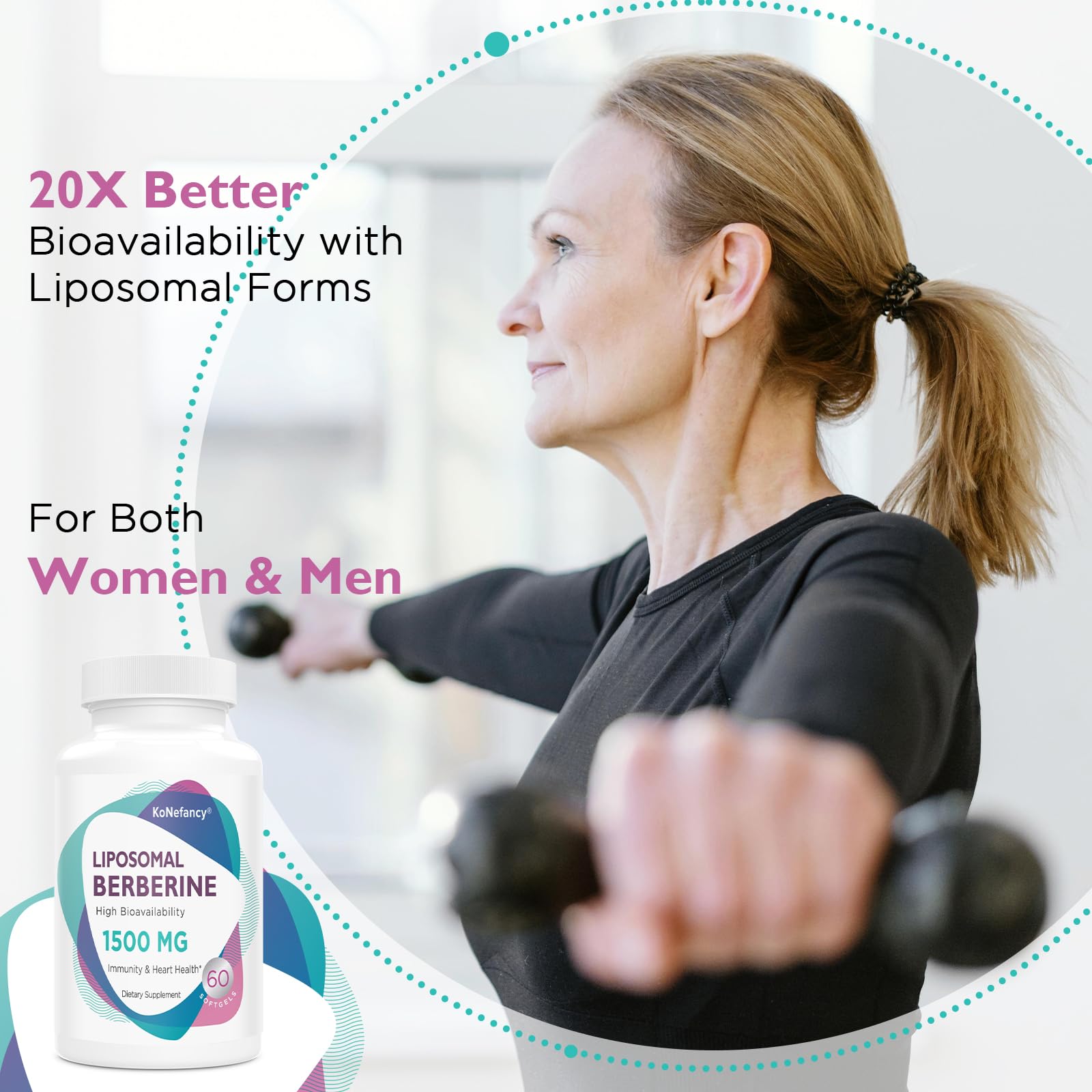 Liposomal Berberine Supplement 1500mg - High Bioavailability Berberine HCL Capsules KoNefancyUS supplements