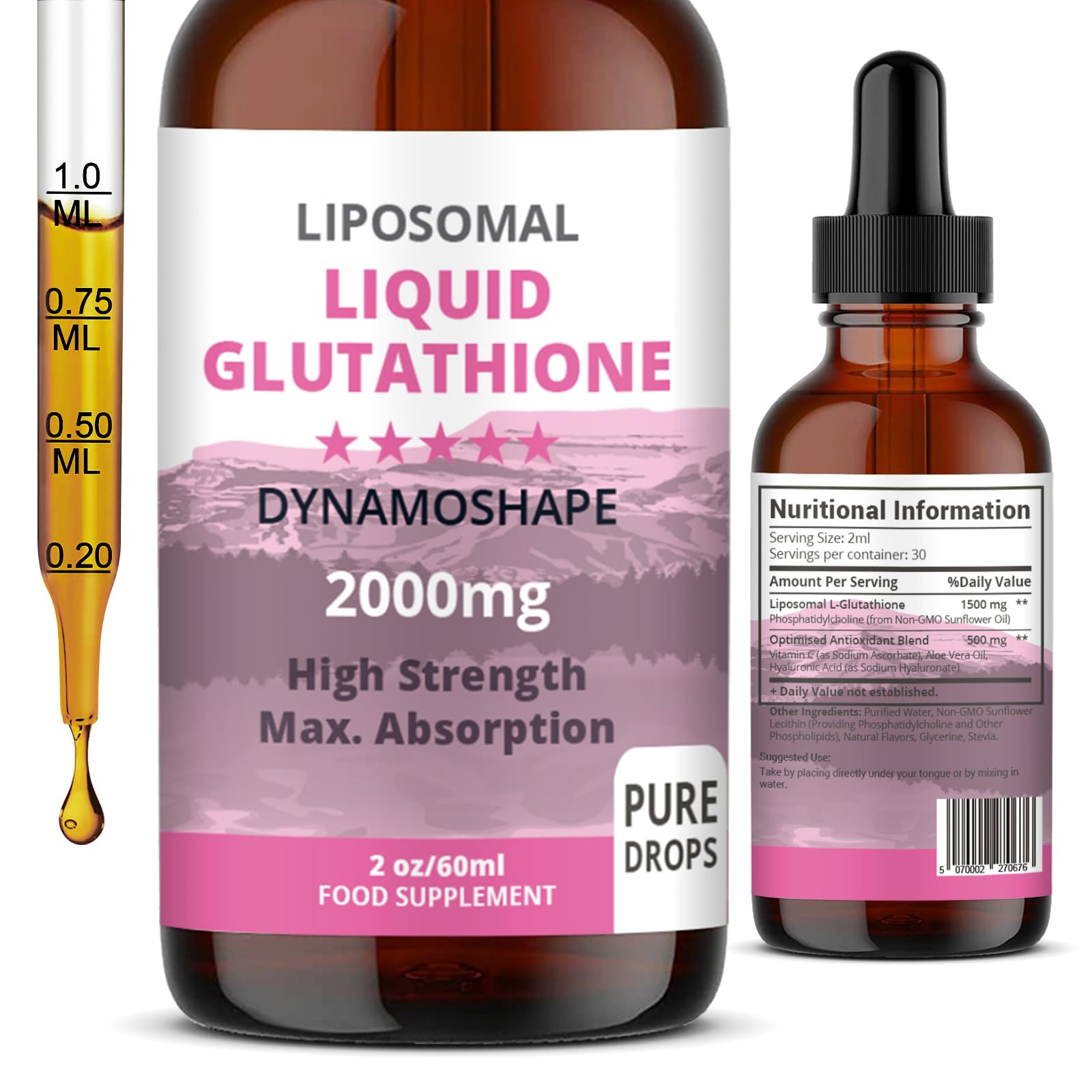 Liposomal Glutathione 2000mg with Vitamin C, Oral Glutathione Liquid, Antioxidant Supplement for Detox, Superior Absorption, Higher Dosage (Pack of 1) baanaas For Babies to NanasAu supplements
