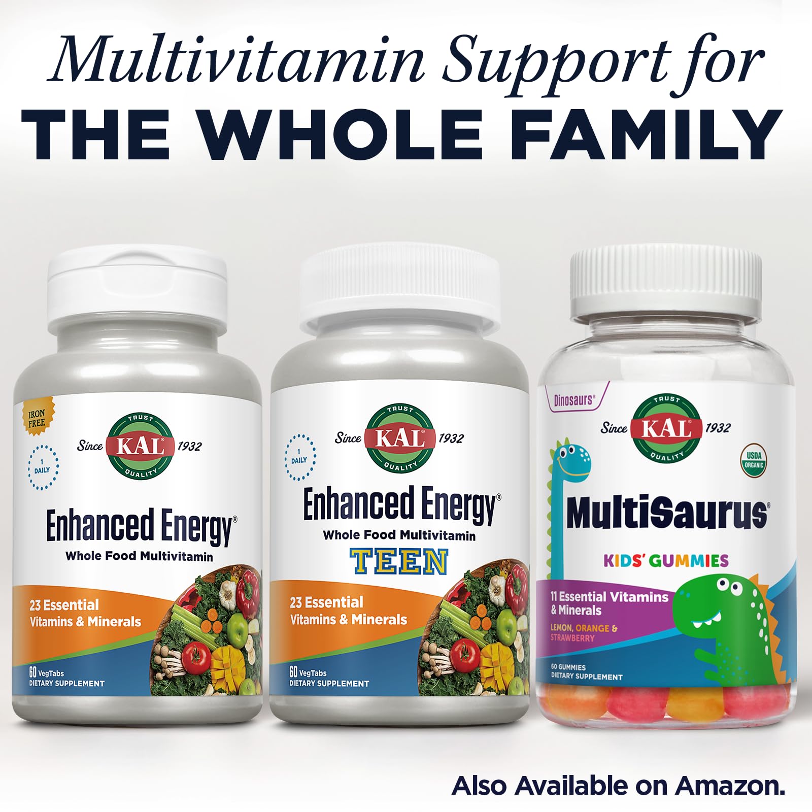 KAL Enhanced Energy Supplements, Whole Food Chewable Multivitamin with Iron, 3 Daily, 23 Essential Vitamins and Minerals, Super Foods, Enzymes, Mango Pineapple Flavor, 60-Day Guarantee, 20 Serv, 60ct KALAu supplements