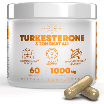Peak Revival-X Turkesterone & Tongkat Ali 1000mg Supplement - 500mg Ajuga Turkestanica Per Serving Increase Stamina, Lean Muscle Growth & Recovery - Made in The USA (60 Capsules) Peak Revival-XAu supplements