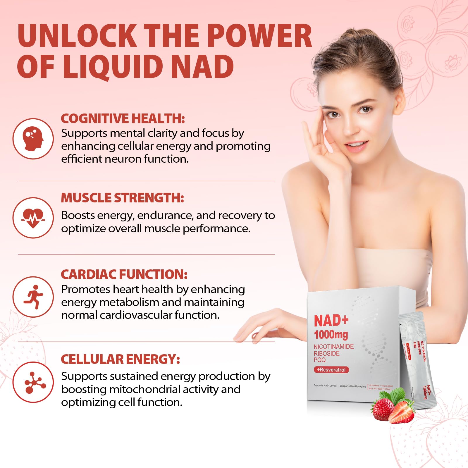 ZOROAHER 1000mg High-Potency NAD+ Liquid Supplement, Nicotinamide Riboside & Resveratrol with PQQ, Boosts Cellular Energy, Focus & Healthy Aging - 1 Pc ZOROAHERAu supplements