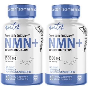 NMN Supplement 300mg NAD Supplement - (2 Pack) Nutri Ultra High Absorption Stabilized NMN Nicotinamide Mononucleotide, 40% More NAD+ w/ Quercetin Phytosome & Black Pepper - mnm supplement 120 Capsules Nature's FusionsAu supplements