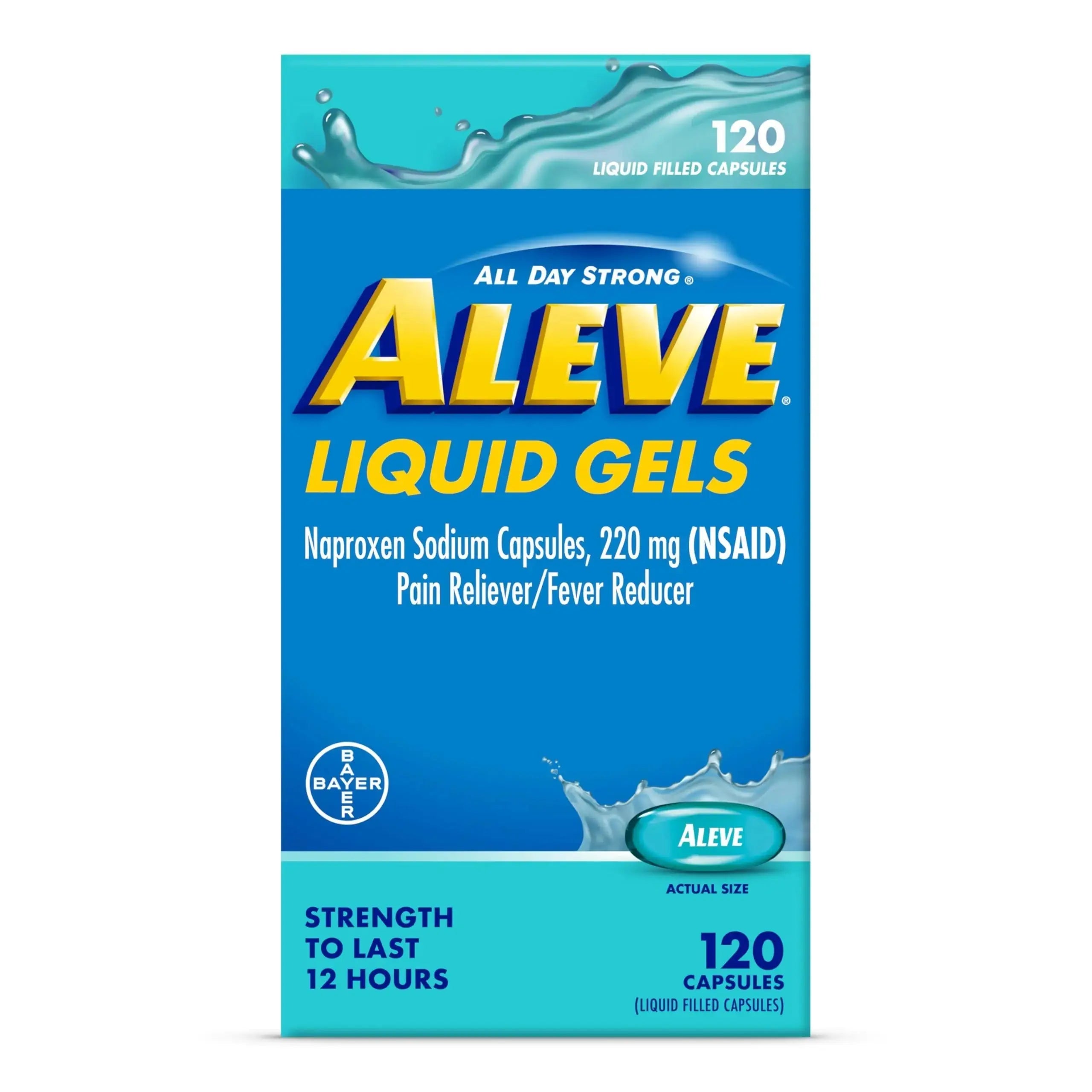 Aleve Liquid Capsules, Naproxen Sodium Capsules 220 mg (NSAID), Pain Reliever/Fever Reducer, Fast Pain Relief, 120 Count AleveAu supplements