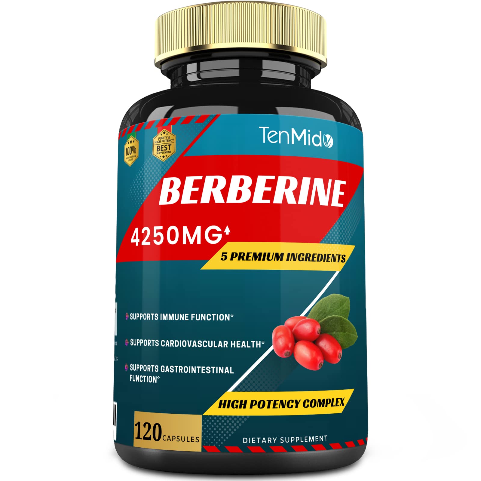Berberine Extract Capsules 4250mg, 4 Months Supply & Ceylon, Milk Thistle, Turmeric TenmidoAu supplements