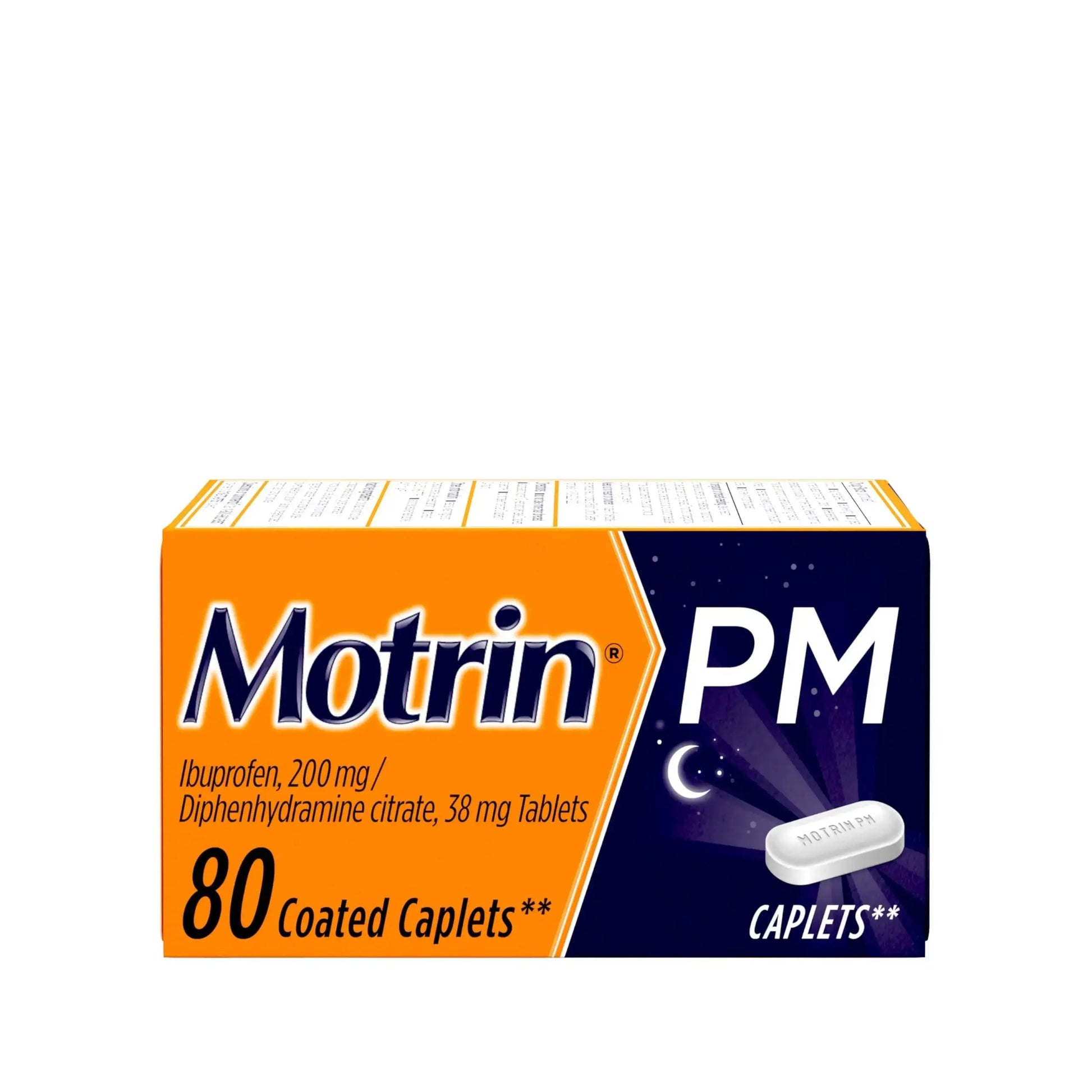 Motrin PM Caplets with 200 mg Ibuprofen & 38 mg Diphenhydramine Sleep Aid, Nighttime Pain Reliever for Minor Aches & Pains, Bulk, 80 ct MotrinAu supplements