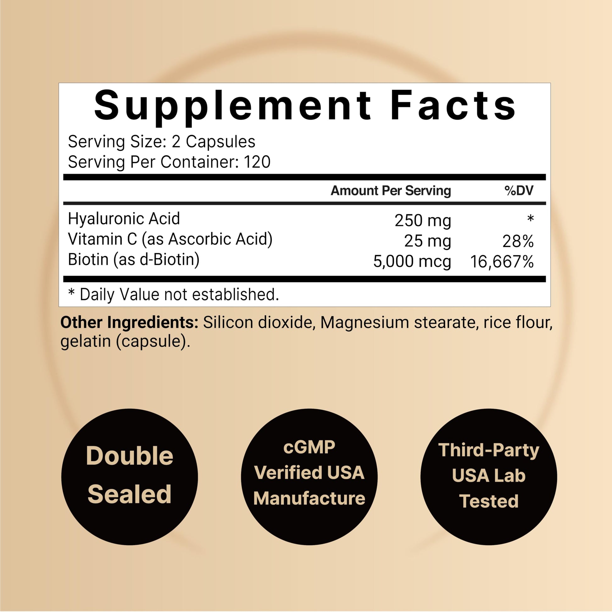 NatureBell Hyaluronic Acid Supplements 250mg | 240 Capsules, with Biotin 5000mcg NatureBellAu supplements