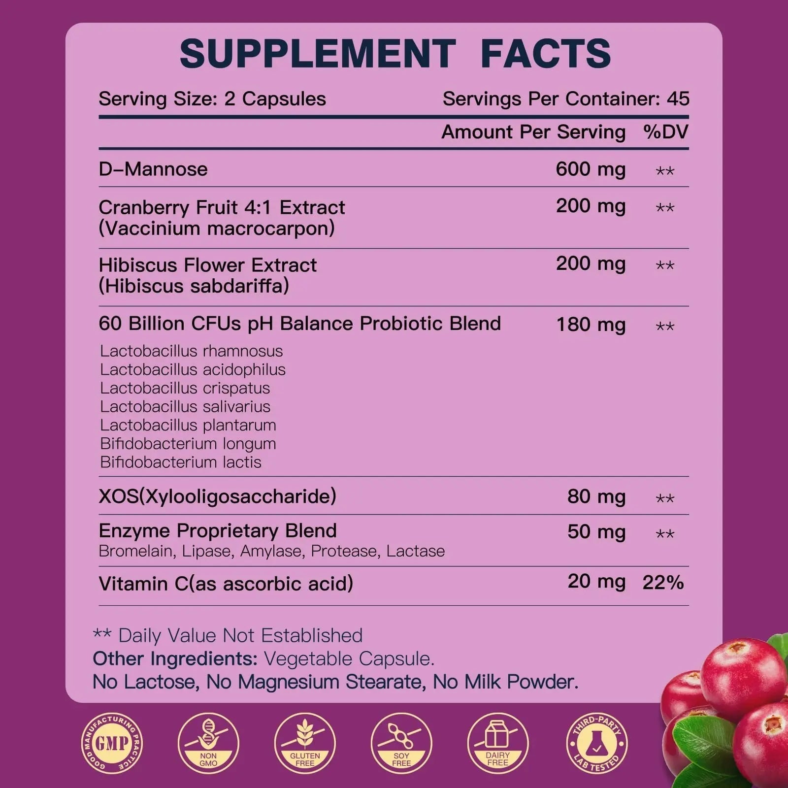 DRFOSTER Urinary Tract Health for Women, Vaginal Probiotics for Women pH Balance with D-Mannose, Cranberry, Probiotics and Prebiotics for Digestive Helath 90 Veggie Capsules DRFOSTERAu supplements