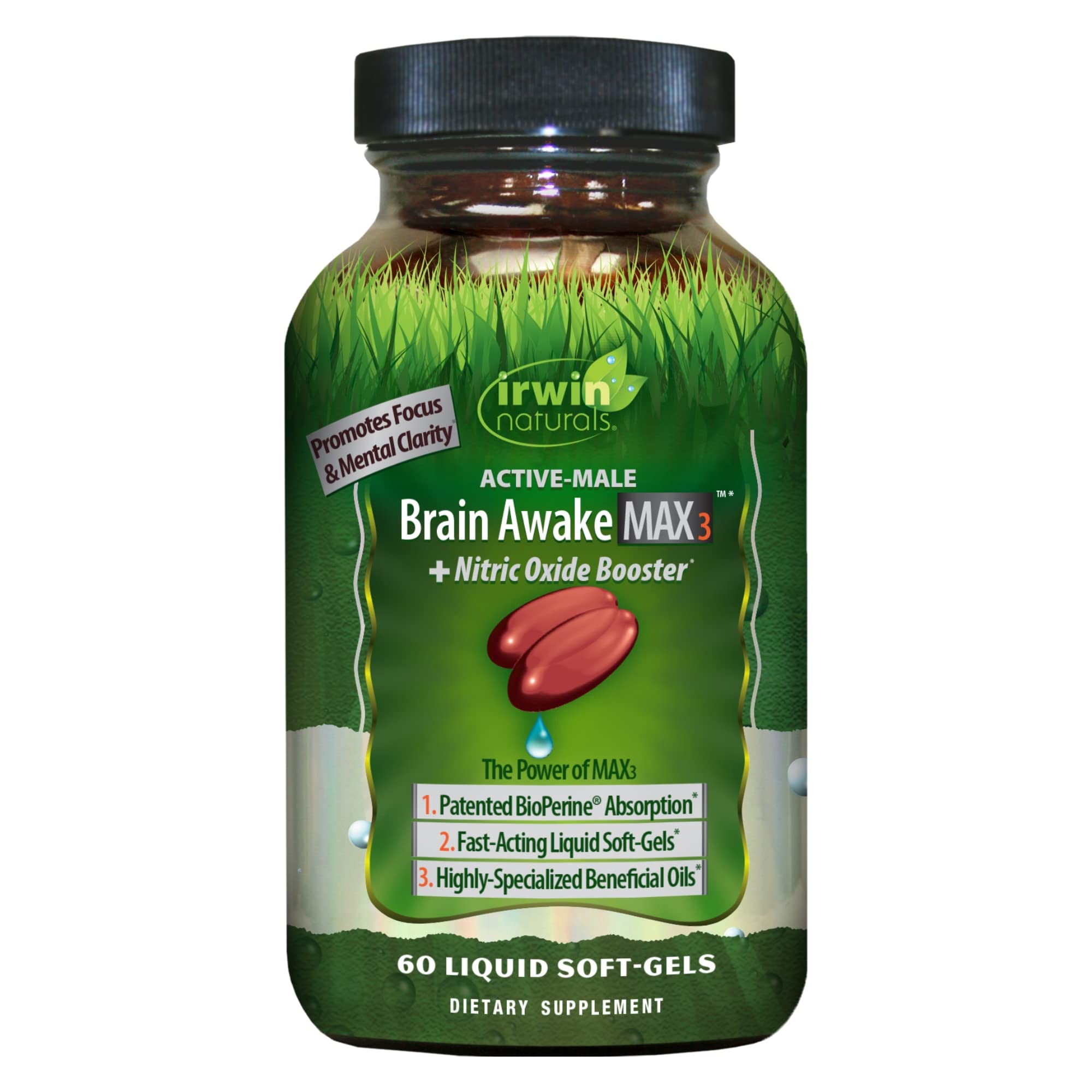 Irwin Naturals Brain Awake Max3 + Nitric Oxide Booster 60 Count Irwin NaturalsAu supplements