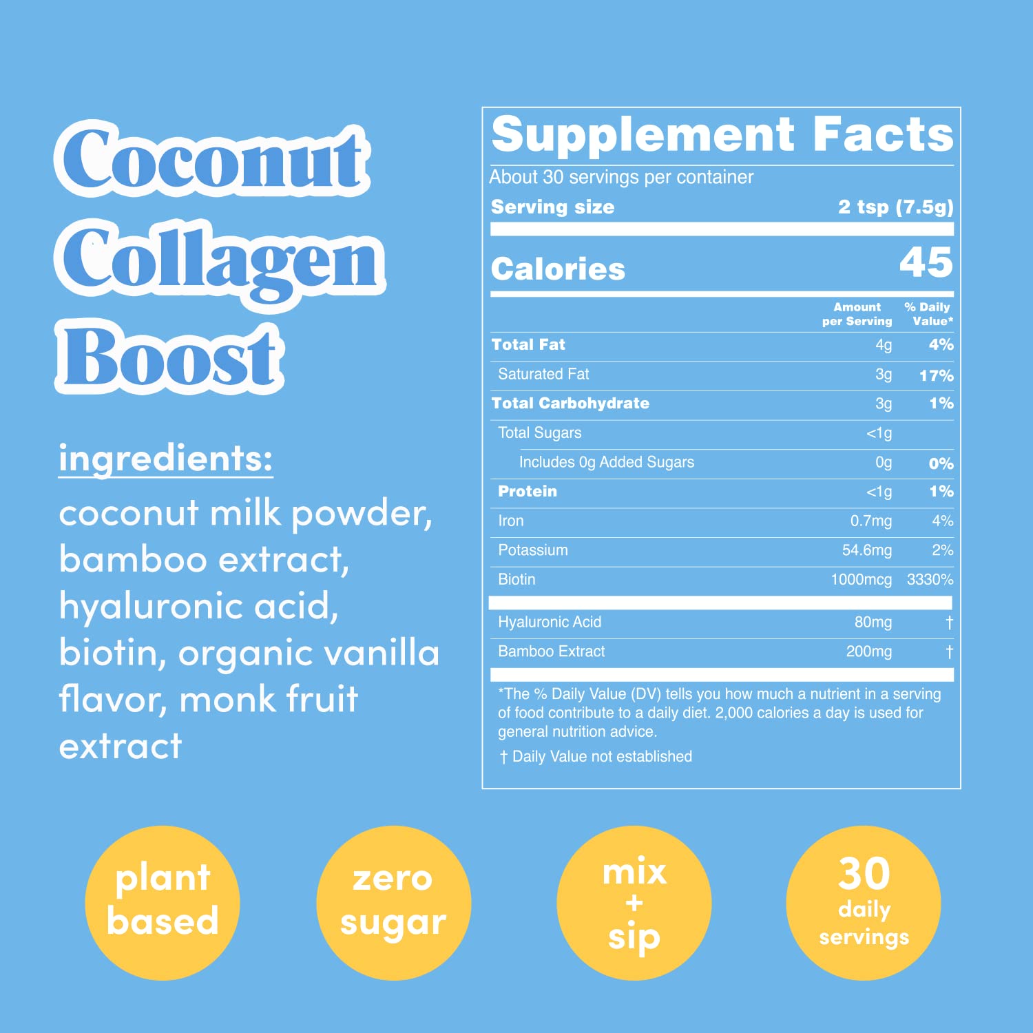 GOLDE - Collagen Boost Vegan Creamer - Vanilla Cream - Plant Based Collagen Supplement w/Hyaluronic Acid, Biotin, & Bamboo Extract - Supports Hair, Skin, & Nail Health - 30 Servings GOLDEAu supplements
