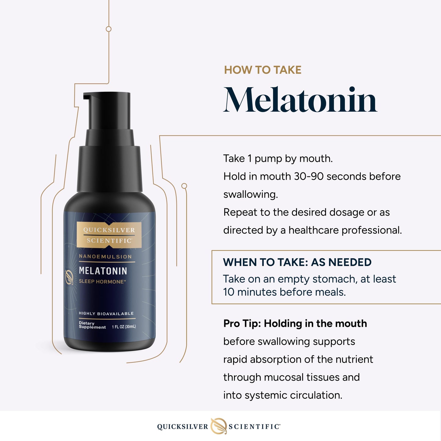 Quicksilver Scientific Liposomal Melatonin - Bedtime, Jet Lag & Immune Support Liquid for Adults - Efficient, Superior Absorption 1mg to Minimize Morning Drowsiness (30 ml) Quicksilver ScientificUS supplements