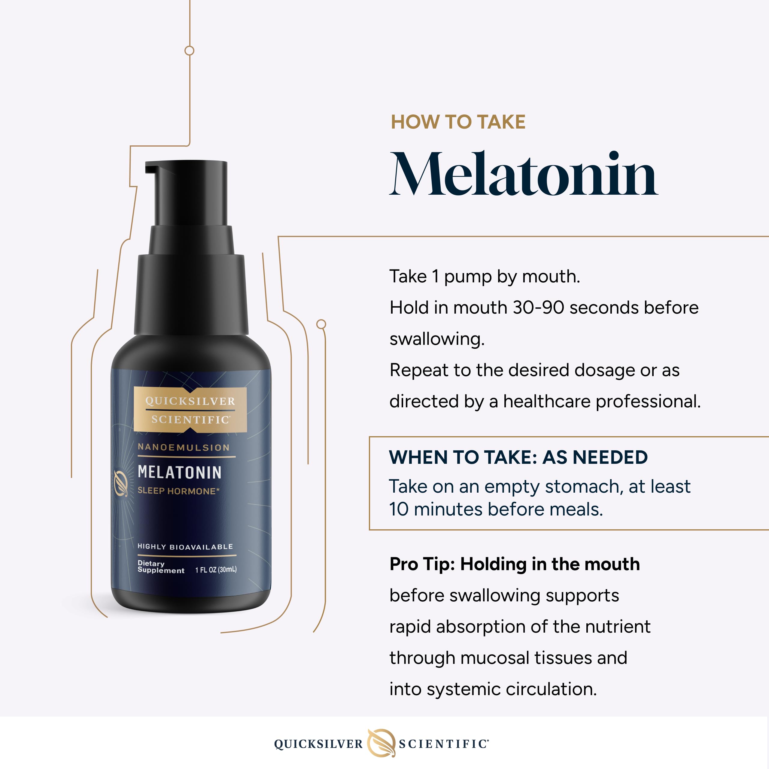 Quicksilver Scientific Liposomal Melatonin - Bedtime, Jet Lag & Immune Support Liquid for Adults - Efficient, Superior Absorption 1mg to Minimize Morning Drowsiness (30 ml) Quicksilver ScientificUS supplements