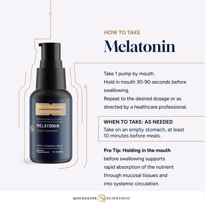 Quicksilver Scientific Liposomal Melatonin - Bedtime, Jet Lag & Immune Support Liquid for Adults - Efficient, Superior Absorption 1mg to Minimize Morning Drowsiness (30 ml) Quicksilver ScientificUS supplements