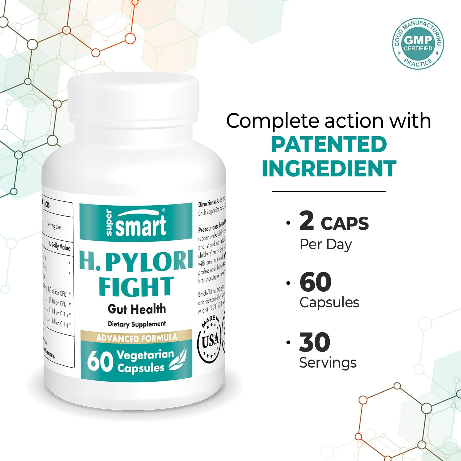 Supersmart - H. Pylori Fight Advanced Formula (Mastic Gum, Probiotics & Prebiotic) SupersmartUS supplements