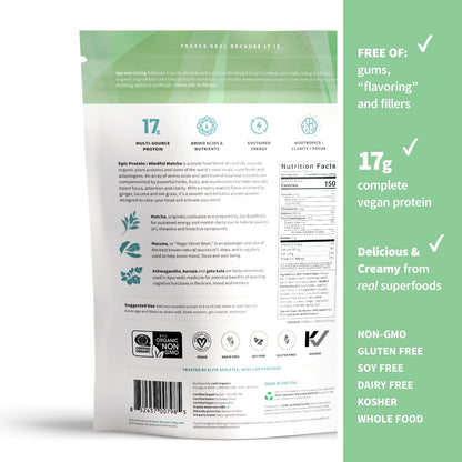 Sprout Living Epic Protein, Plant Based Protein & Superfoods Powder, Mindful Matcha Sprout LivingUS supplements
