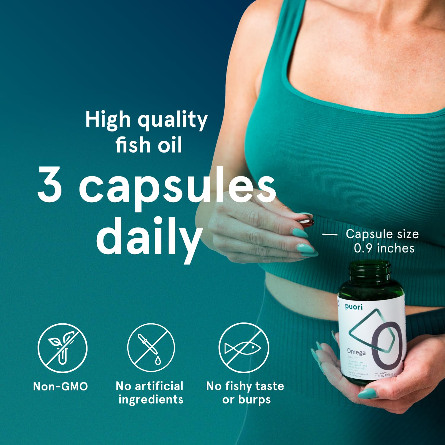 Puori Omega 3 Fish Oil Supplement - Ultra Pure & Burpless Wild Caught Fish Oil with 2000mg Omega 3 Fatty Acids,1250mg EPA & 500mg DHA Supports Heart, Brain & Eye Health - IFOS Certified - 120 Softgels PuoriAu supplements