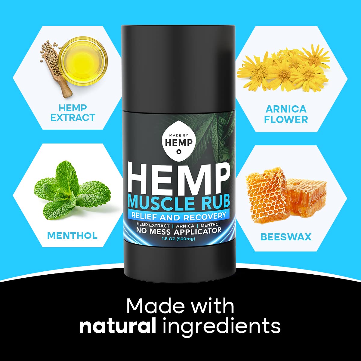 Hemp Roll On Post Workout Muscle Relief Stick for Muscles and Joints Natural Blend with Arnica, Menthol, Ginger Non Greasy Balm Cooling Soothing Support Formula Made by Hemp 1.8oz MADE BY HEMP Co.Au supplements