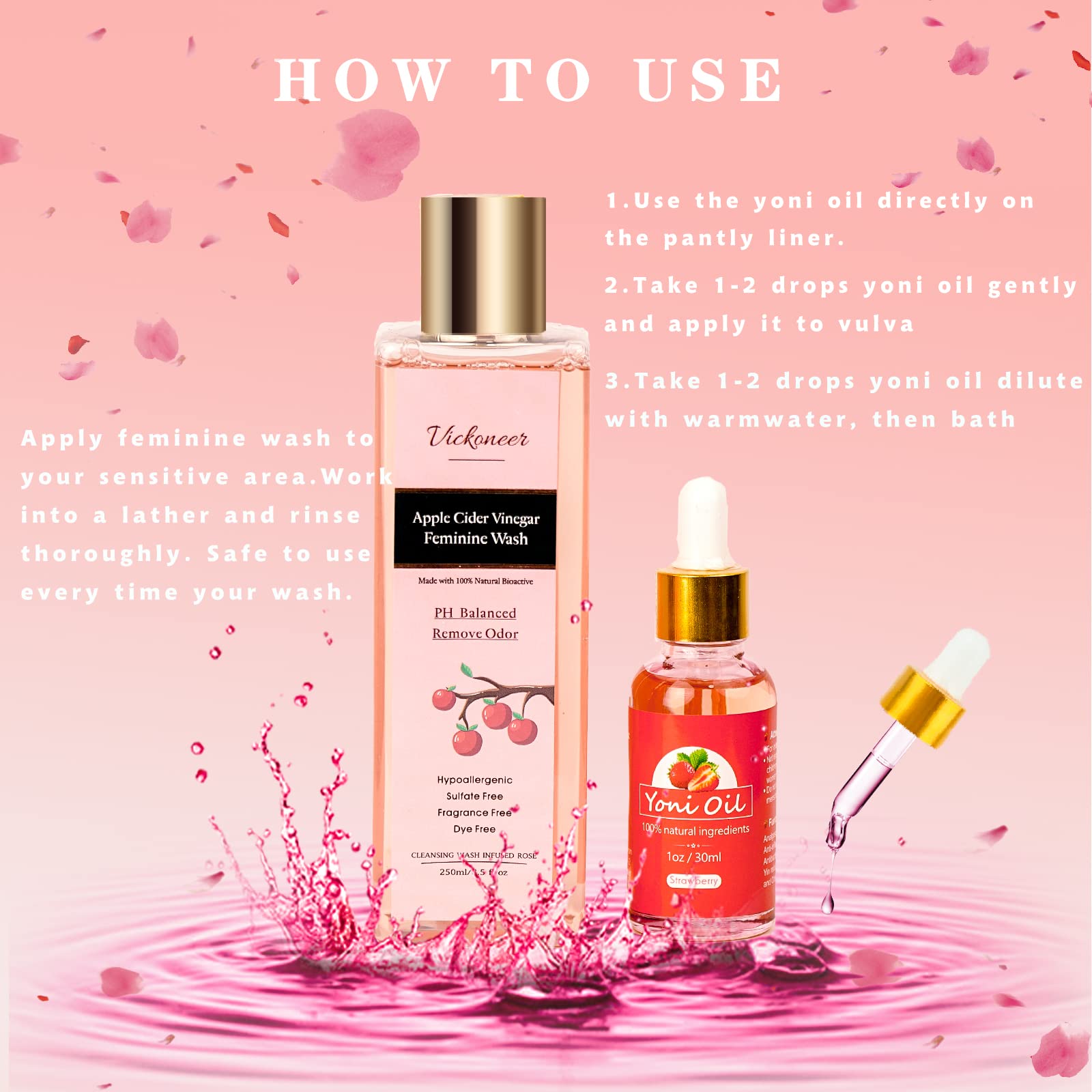 Vickoneer Yoni Wash for Women & Yoni Essential Oil, Intimate Feminine Wash Yoni Care VickoneerAu supplements