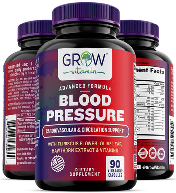 grow vitamin Blood Pressure Formula - Herbal Blend, Non-GMO, Gluten-Free - 90 Capsules grow vitaminUS supplements