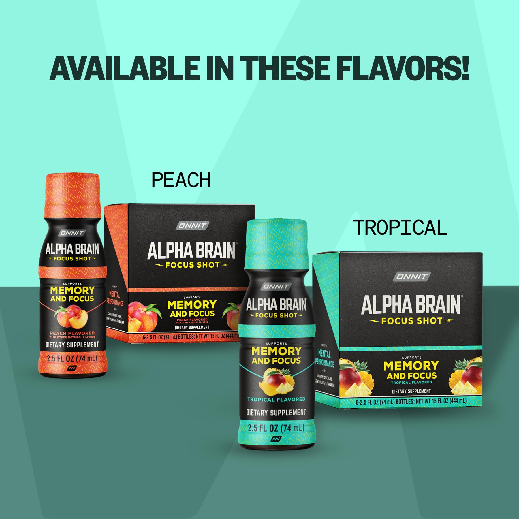 ONNIT Alpha Brain Focus Shot, Peach Flavor, Nootropic Dietary Supplement Drink That Supports Energy, Focus, and Mood, IGEN™ Non-GMO Tested, 2.5 fl oz, 6 Count ONNITAu supplements