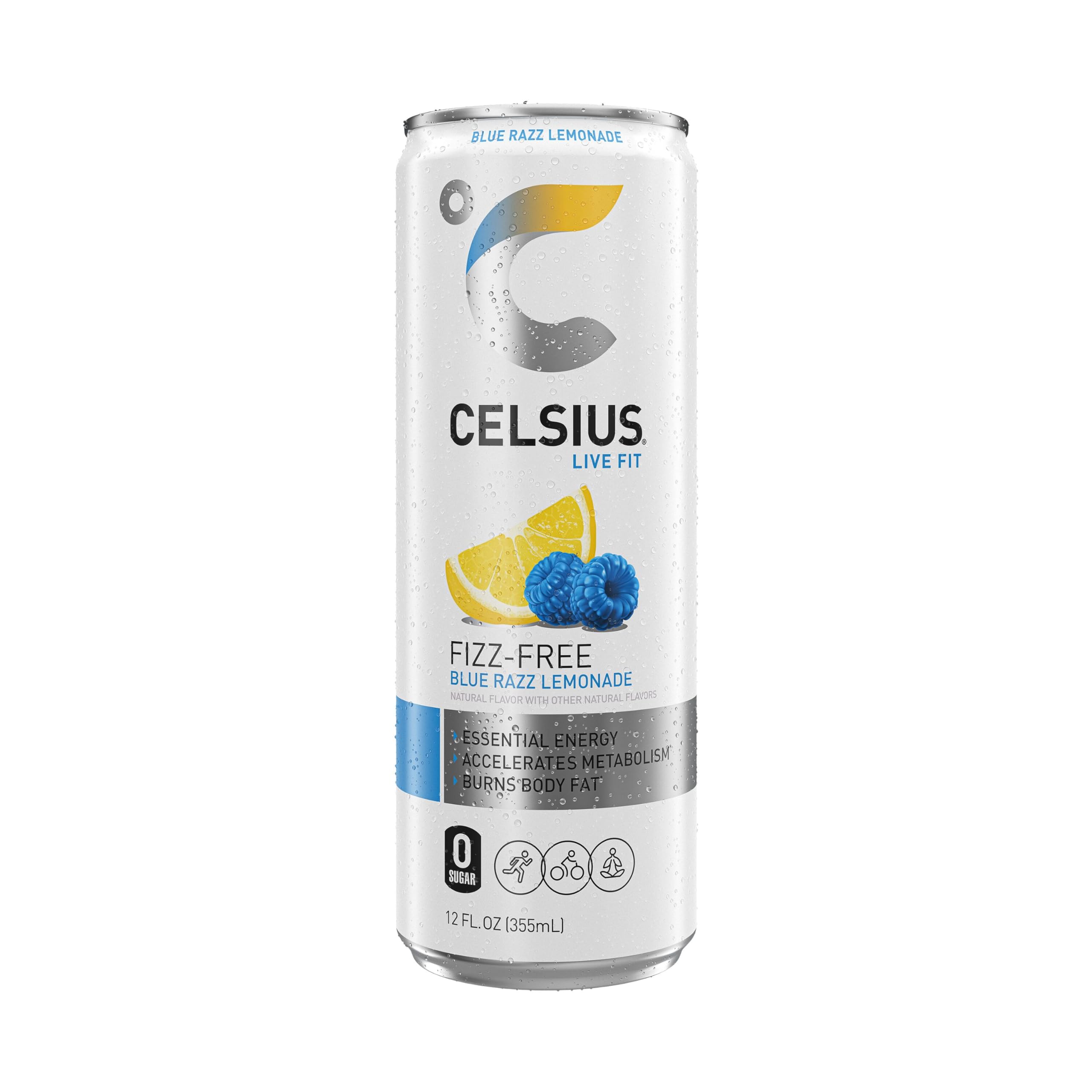 CELSIUS Fizz Free Blue Razz Lemonade, Functional Essential Energy Drink 12 Fl Oz CELSIUSUS supplements