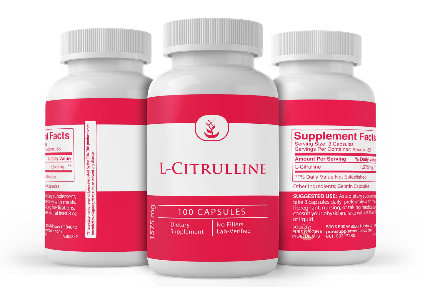 Pure Original Ingredients L-Citrulline, (100 Capsules) Always Pure, No Additives Or Fillers PURE ORIGINAL INGREDIENTSUS supplements