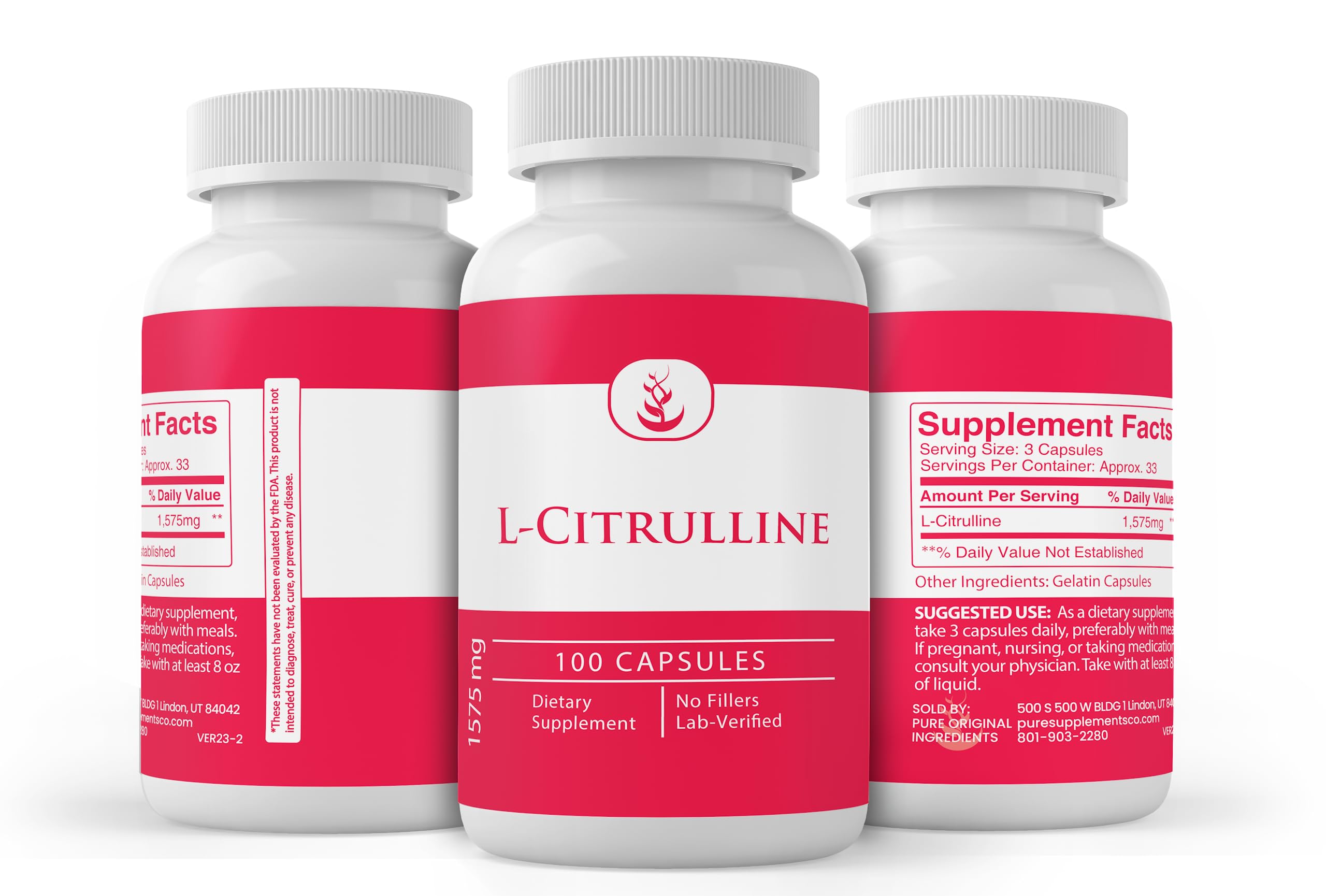 Pure Original Ingredients L-Citrulline, (100 Capsules) Always Pure, No Additives Or Fillers PURE ORIGINAL INGREDIENTSAu supplements