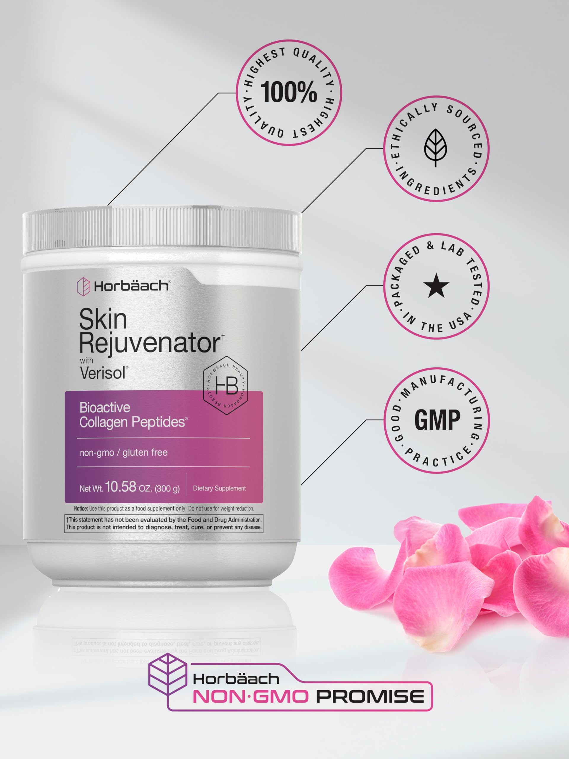 Horbäach Skin Rejuvenator with Verisol 10.58 oz | Bioactive Collagen Peptide Powder | Types I and III | Non GMO, Gluten Free Supplement HorbäachAu supplements