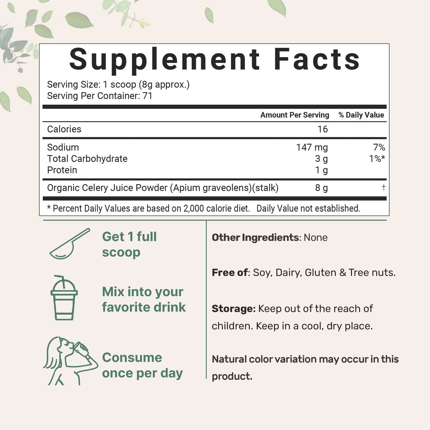 Organic Celery Juice Powder, 20 Ounce (1.25 Pound), 71 Serving, Celery Detox and Cold Micro IngredientsUS supplements