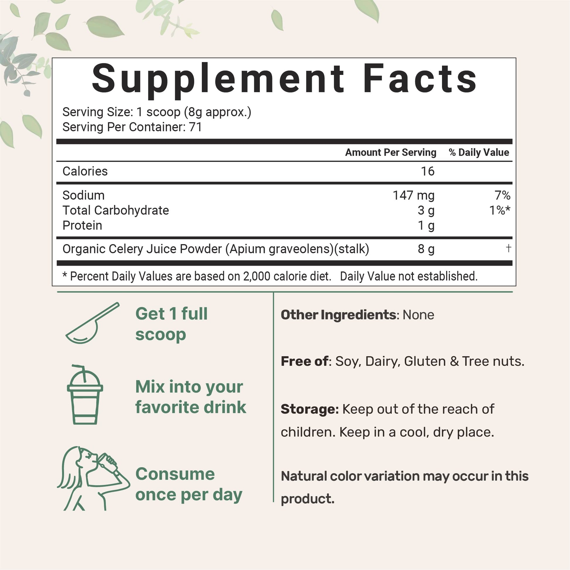Organic Celery Juice Powder, 20 Ounce (1.25 Pound), 71 Serving, Celery Detox and Cold Micro IngredientsAu supplements
