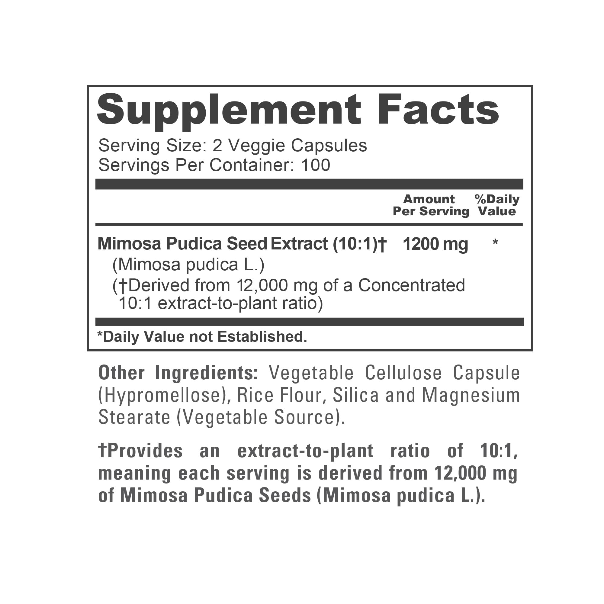 NusaPure Mimosa Pudica Seed 10:1 Extract, 1200 mg Equivalent to 12,000 mg 200 Veg Capsules (Non-GMO, Vegan) NusaPureAu supplements