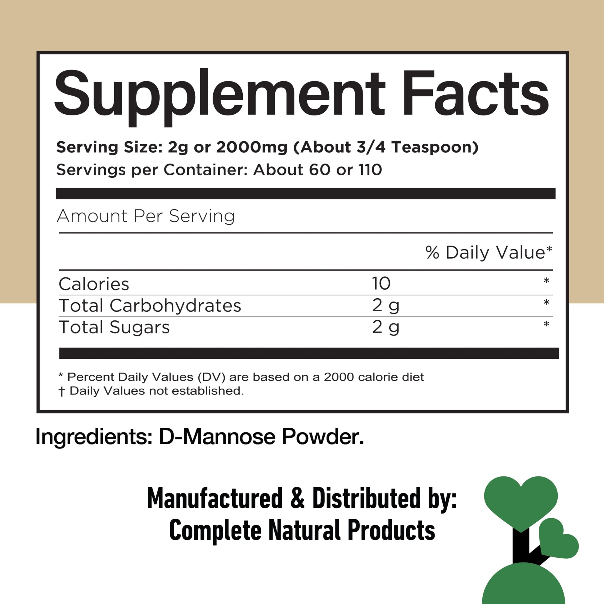 D Mannose Powder Supplement 8oz - Powder D Mannose for Urinary Tract & Bladder Health Support, Bulk Easy Mix Formula, 115 Servings, No Fillers, Non GMO & Gluten Free Support, Kosher Certified Made USA Complete Natural ProductsAu supplements
