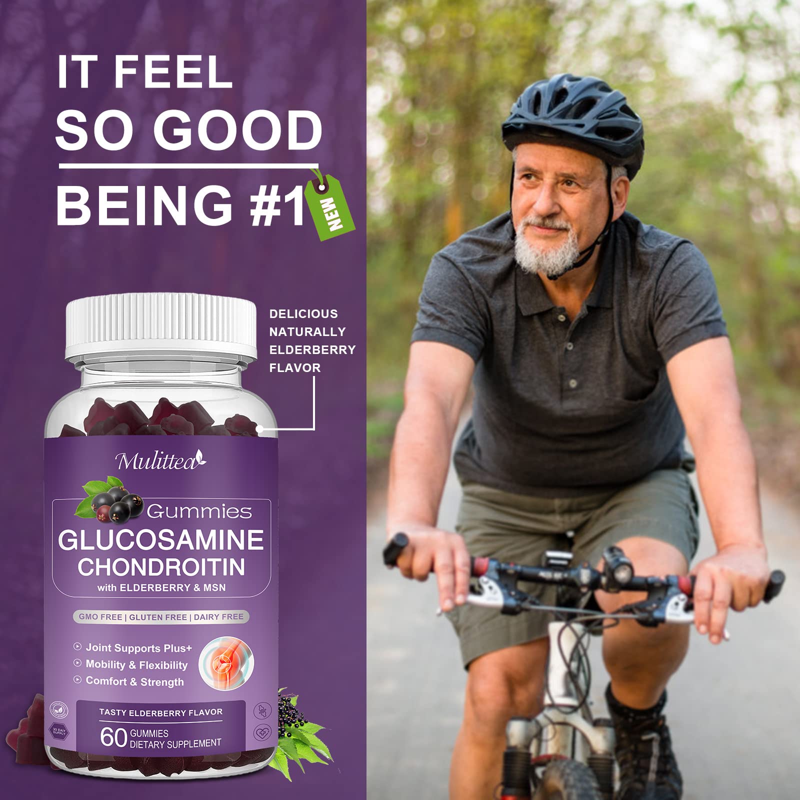 Mulittea Glucosamine Chondroitin Gummies - Extra Strength Joint Support Supplement with MSM & Elderberry for Natural Joint, Antioxidant Immune Support for Adults, Men & Women-(2 Pack) MulitteaAu supplements